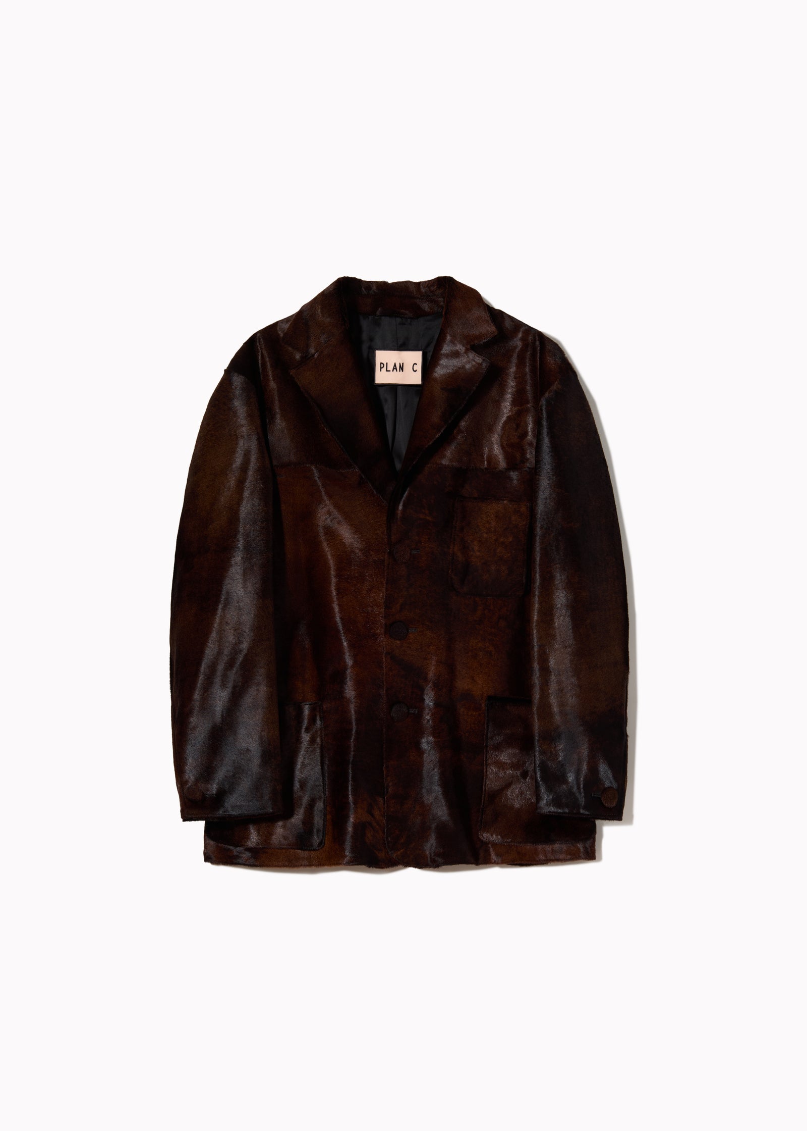 SHORT-HAIR CALF LEATHER BLAZER