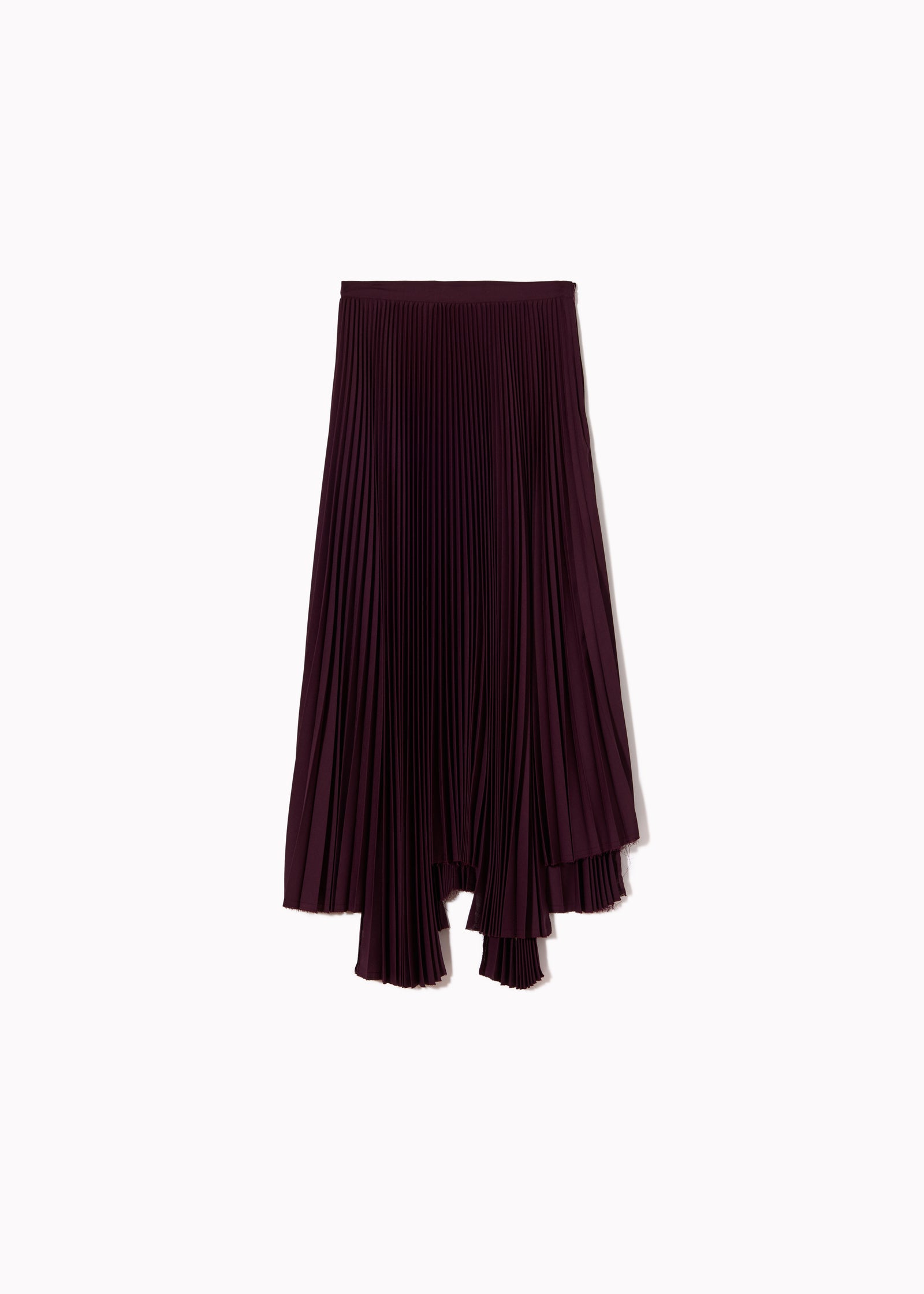 BURGUNDY PLEATED LONG SKIRT