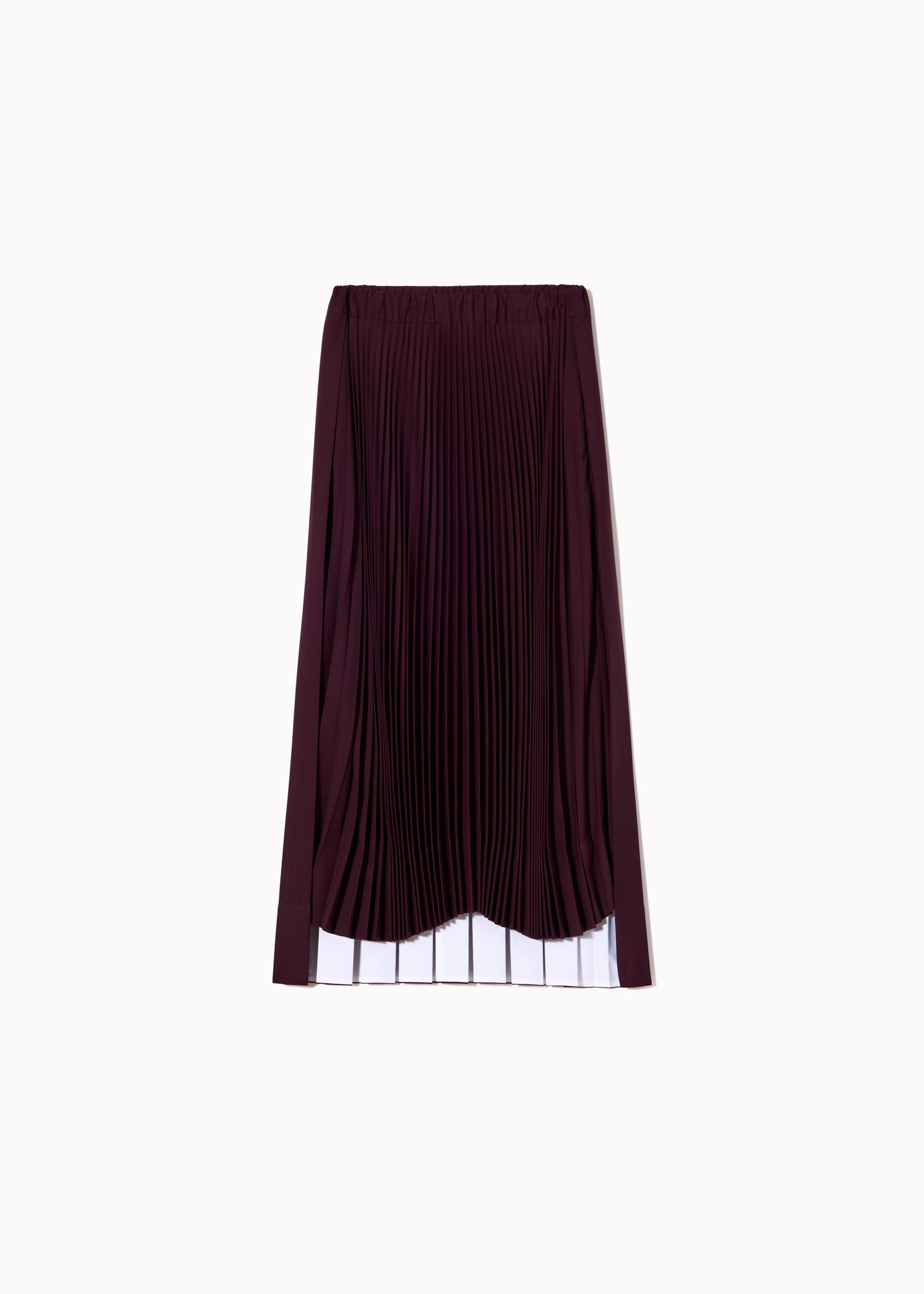 BURGUNDY WOOL  PLEATED MIDI SKIRT