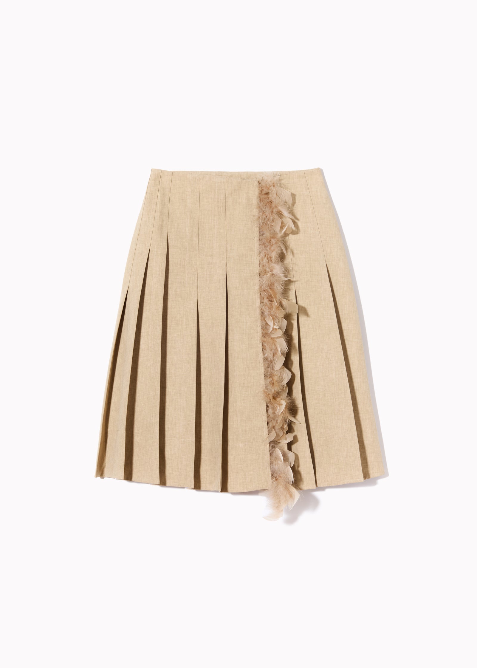 PLEATED SKIRT WITH FEATHERS