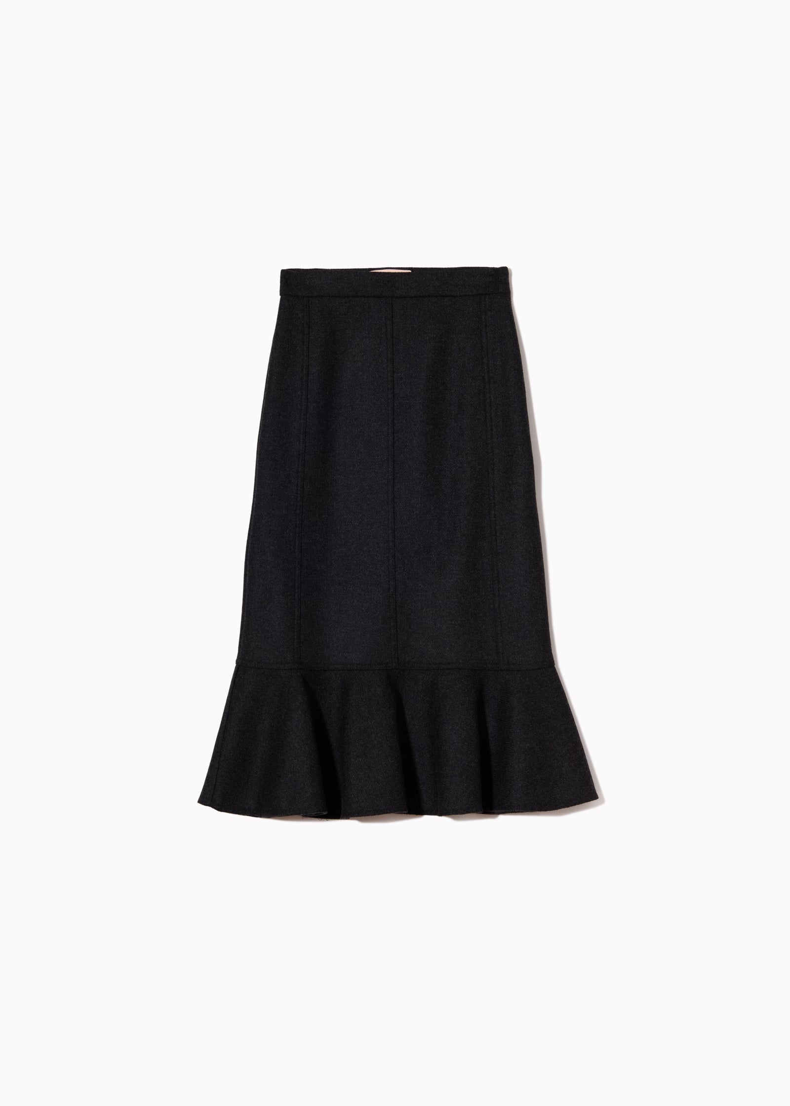 DOUBLE WOOL SKIRT WITH RUFFLED HEMLINE