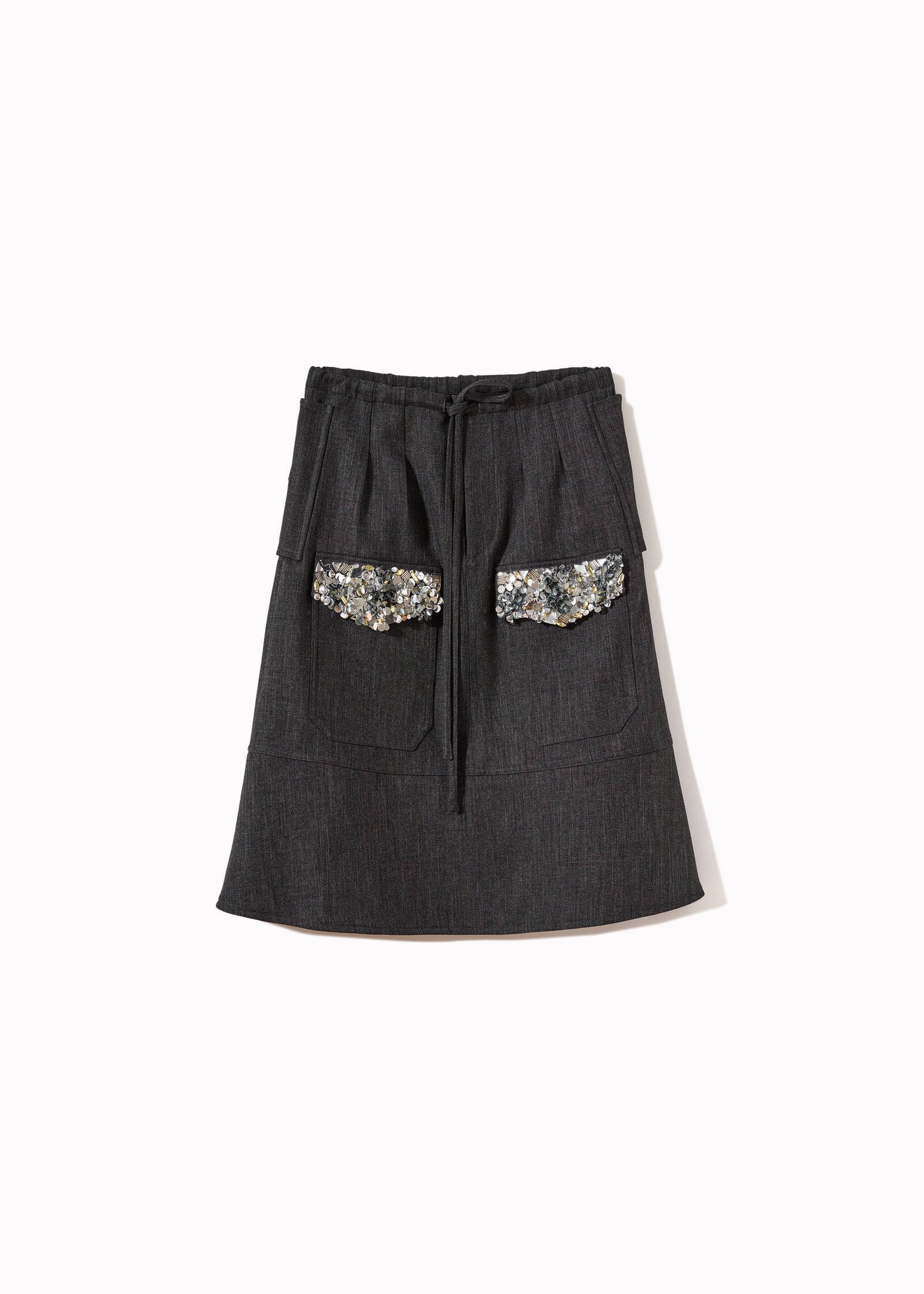 GREY A-LINE SKIRT WITH SEQUIN POCKETS