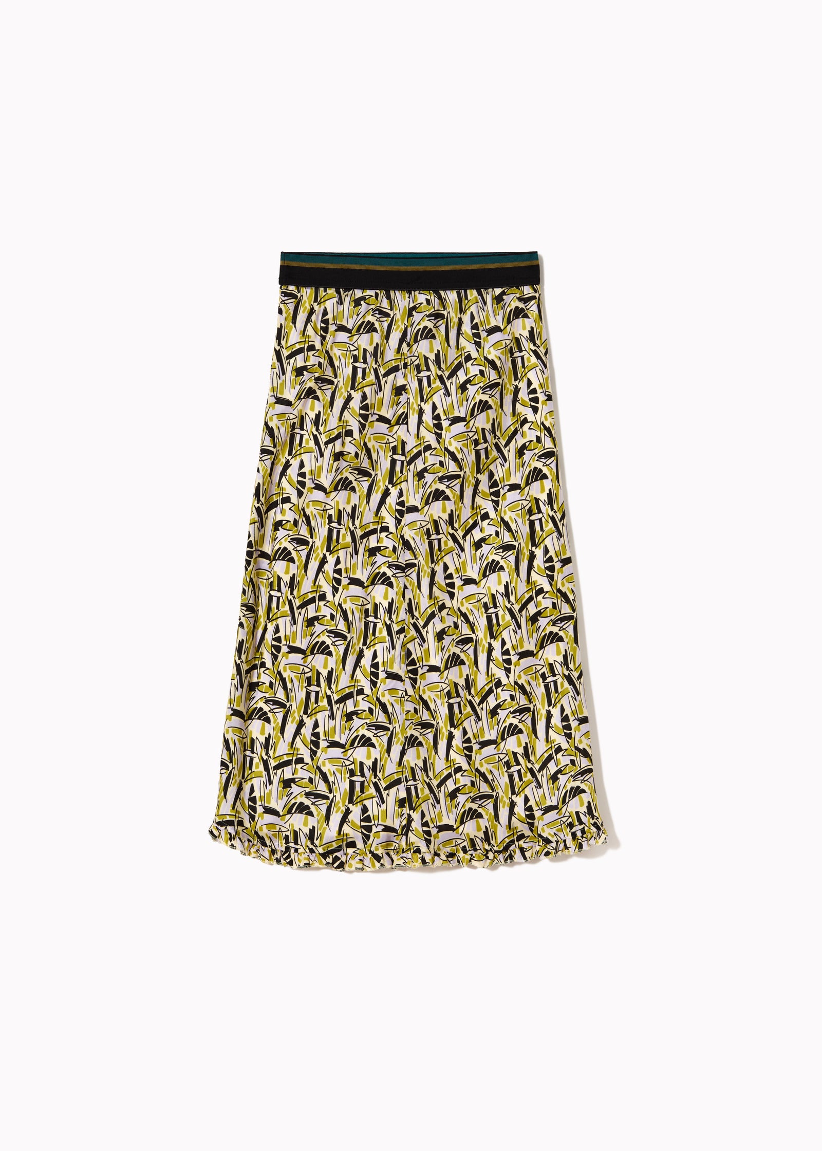 PRINTED SILK HABOUTAI MIDI SKIRT