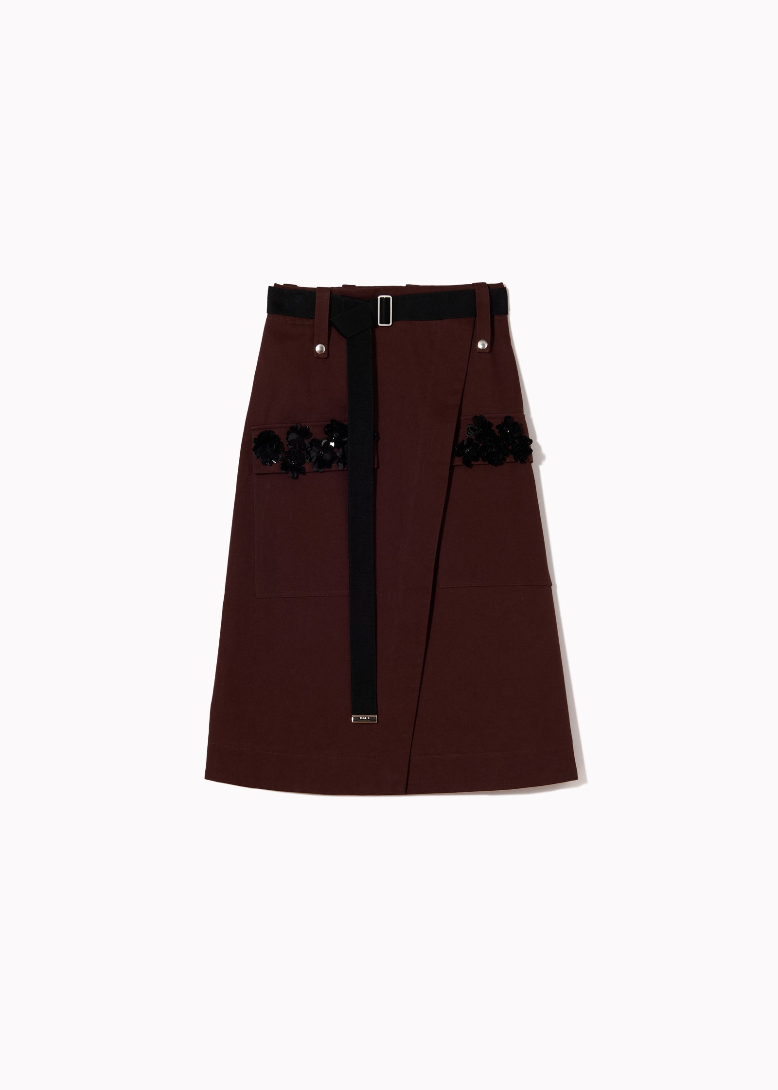 BROWN WRAP SKIRT WITH SEQUIN POCKETS