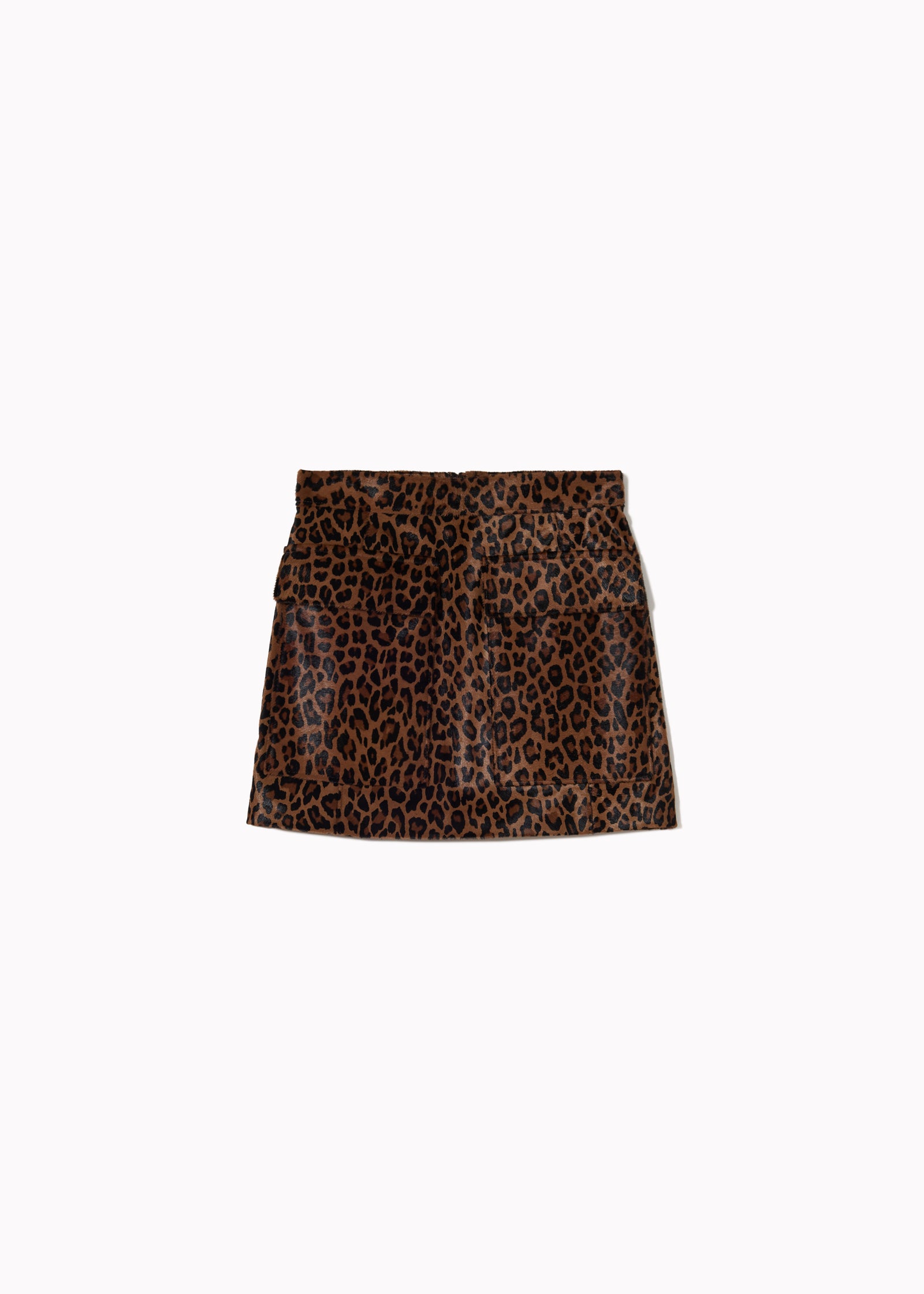 CALF LEATHER LEOPARD PRINT MINI SKIRT