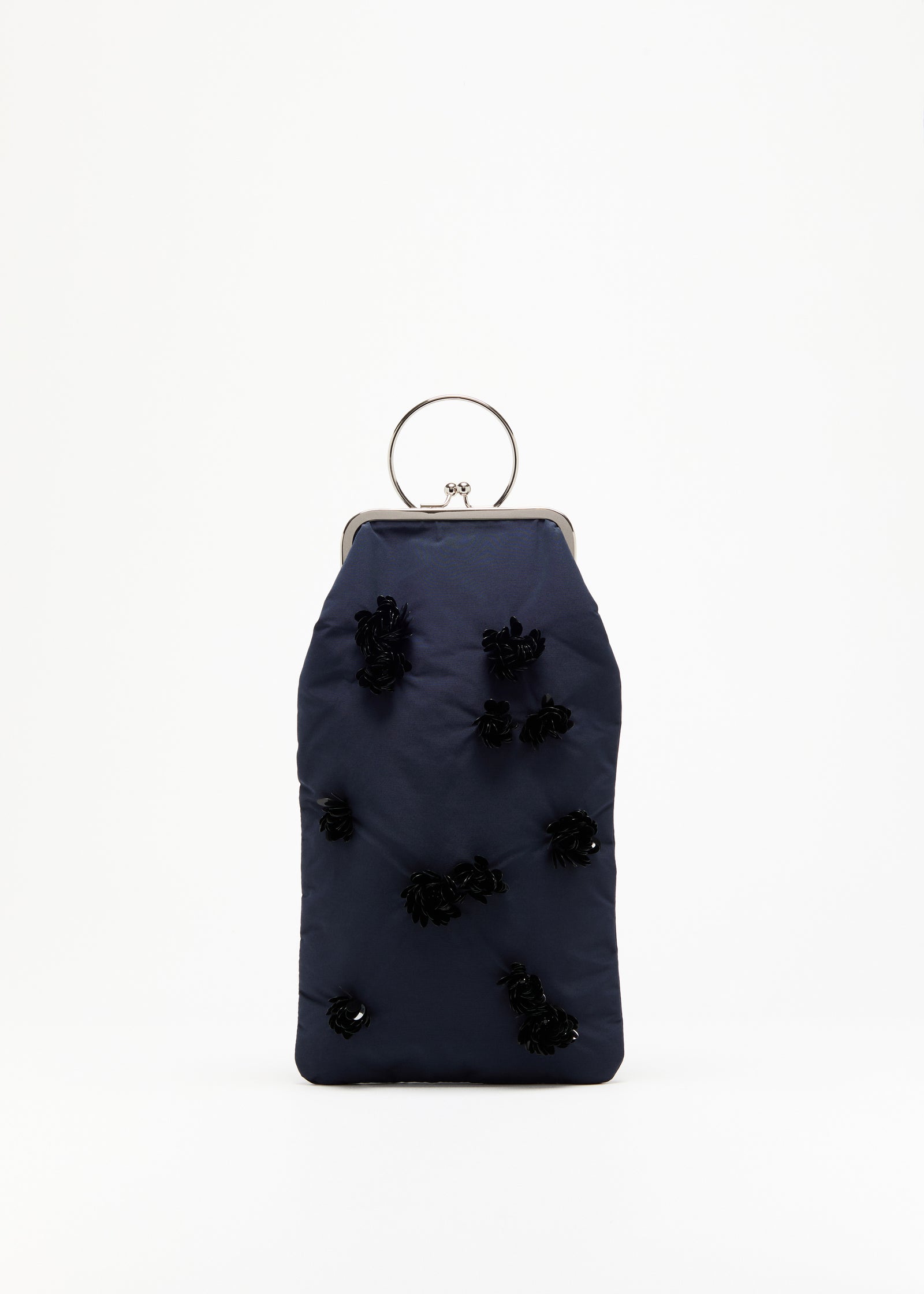 POUCH RICAMATA IN TAFFETA NAVY 