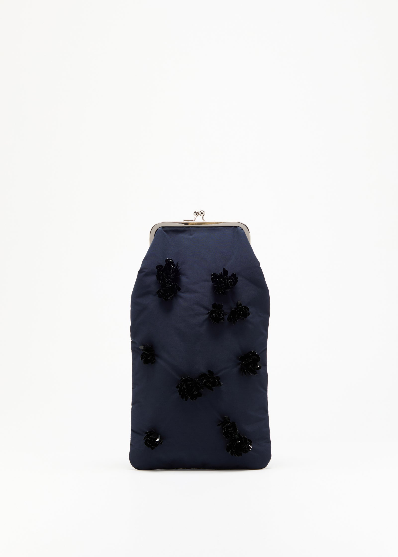 POUCH RICAMATA IN TAFFETA NAVY 