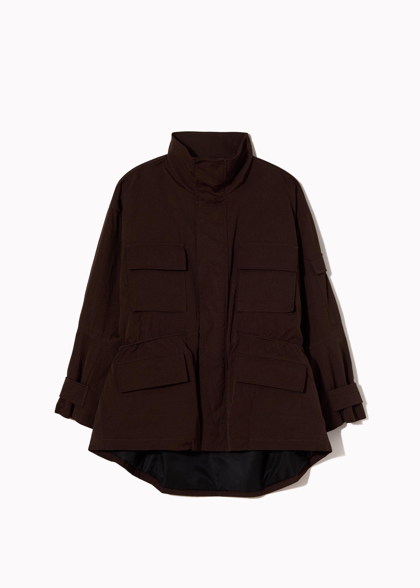 DARK BROWN TECHNICAL TWILL CARGO JACKET
