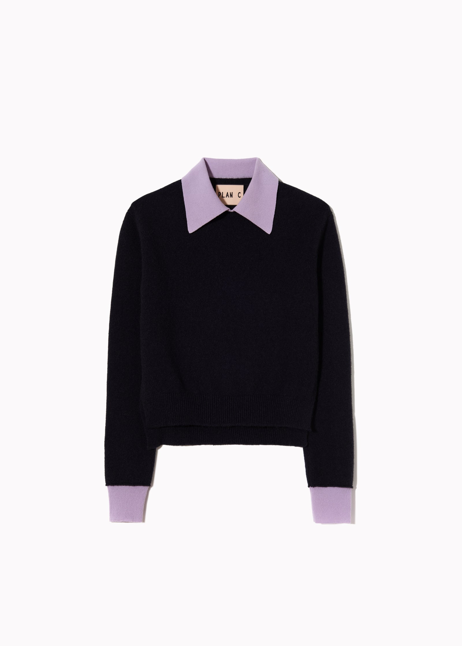 BLUE SWEATER WITH CONTRAST LILAC