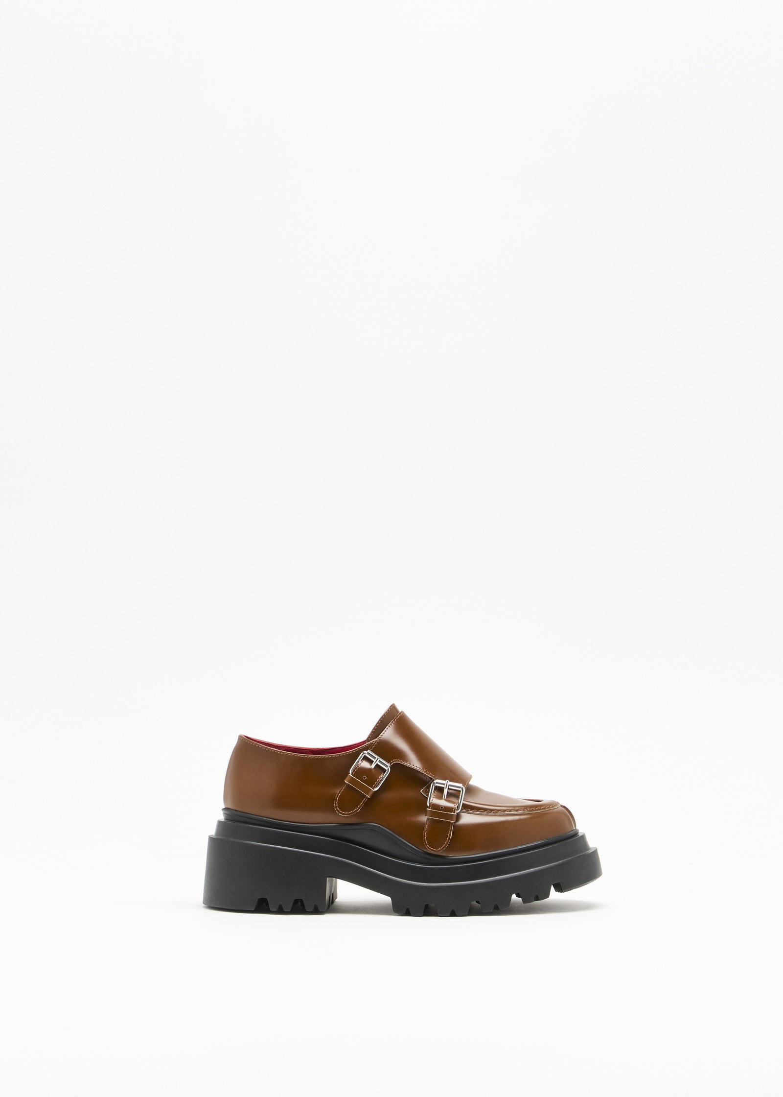 TOBACCO LEATHER LOAFERS WITH BUCKLES