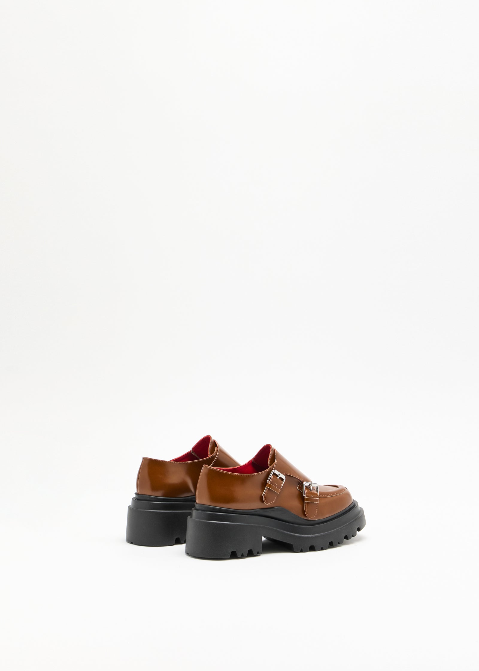 TOBACCO LEATHER LOAFERS WITH BUCKLES