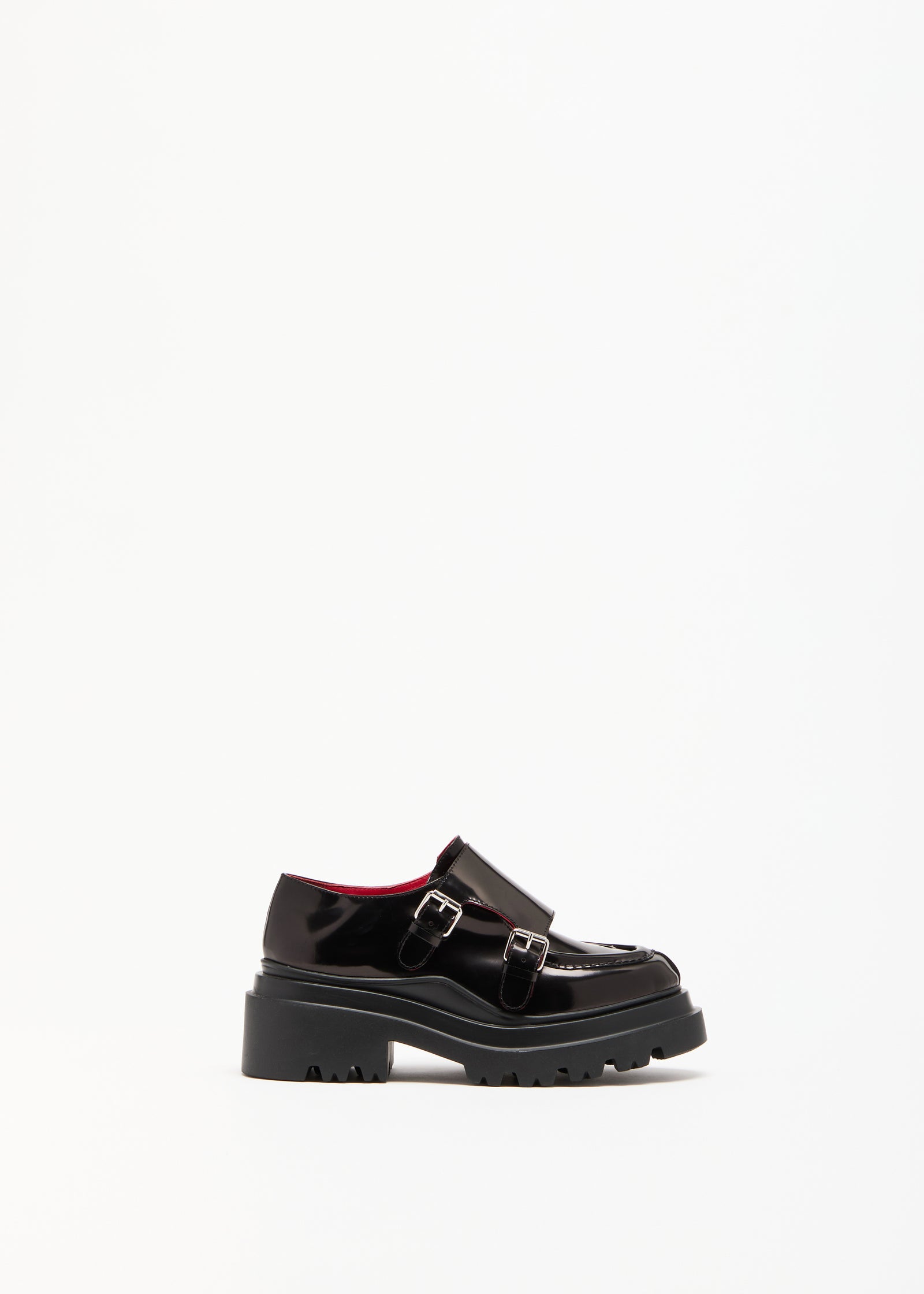BLACK LEATHER LOAFERS WITH BUCKLES