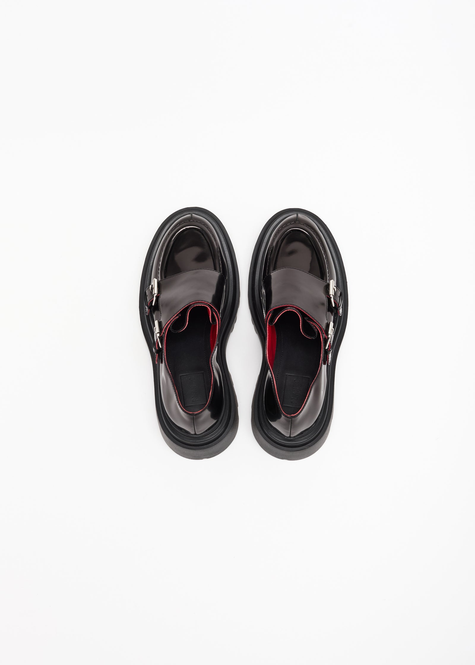 BLACK LEATHER LOAFERS WITH BUCKLES