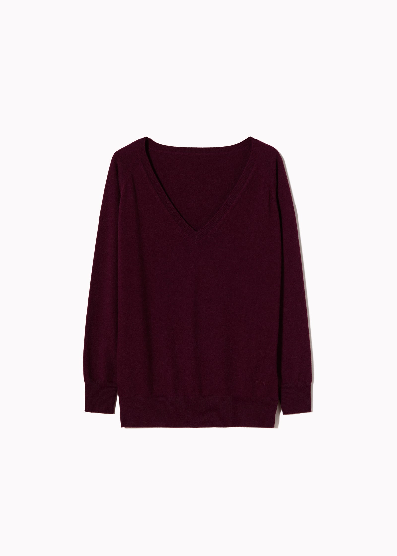 RED PURPLE CASHMERE V-NECK SWEATER
