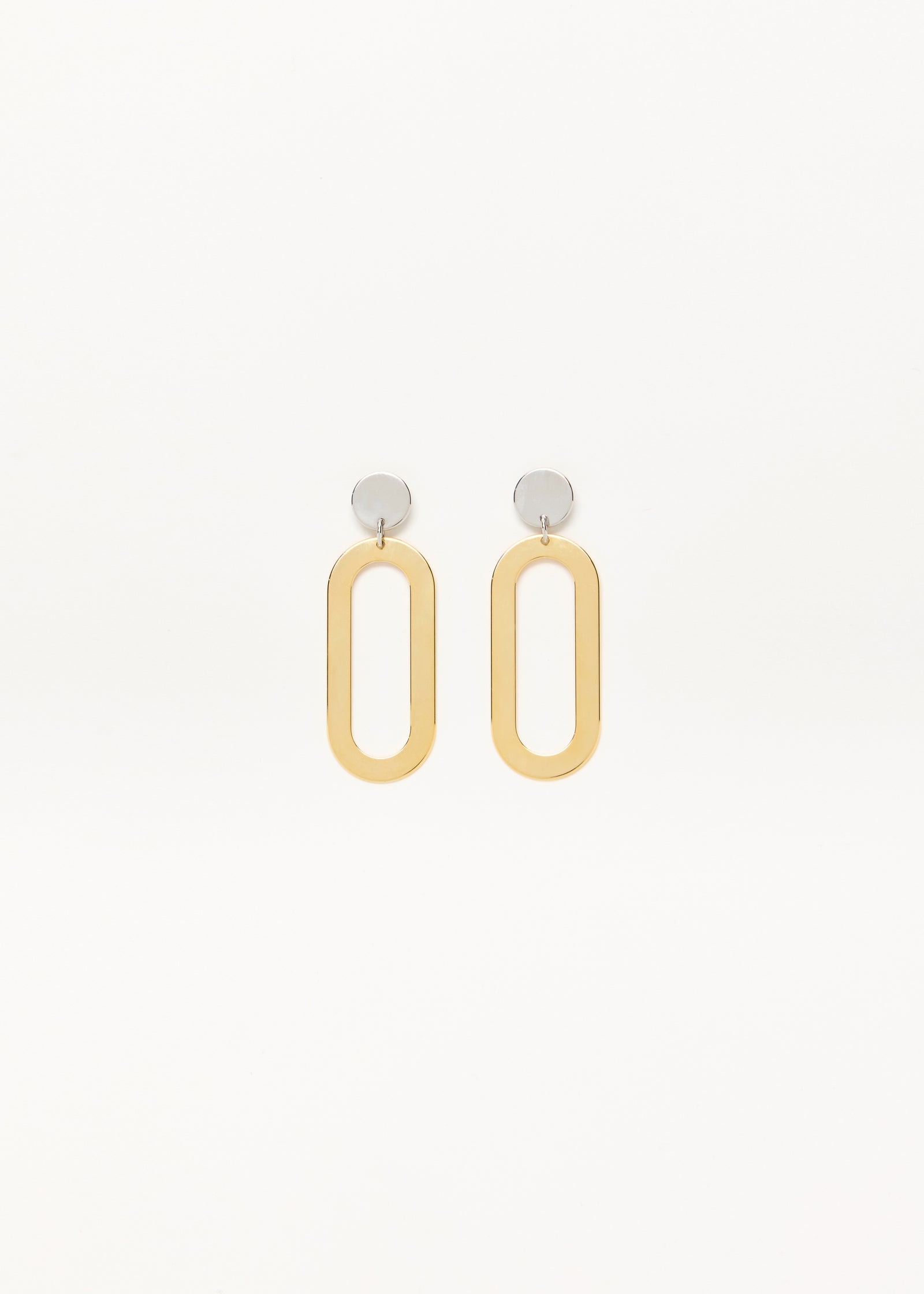 TWO-TONE OVAL DROP EARRINGS