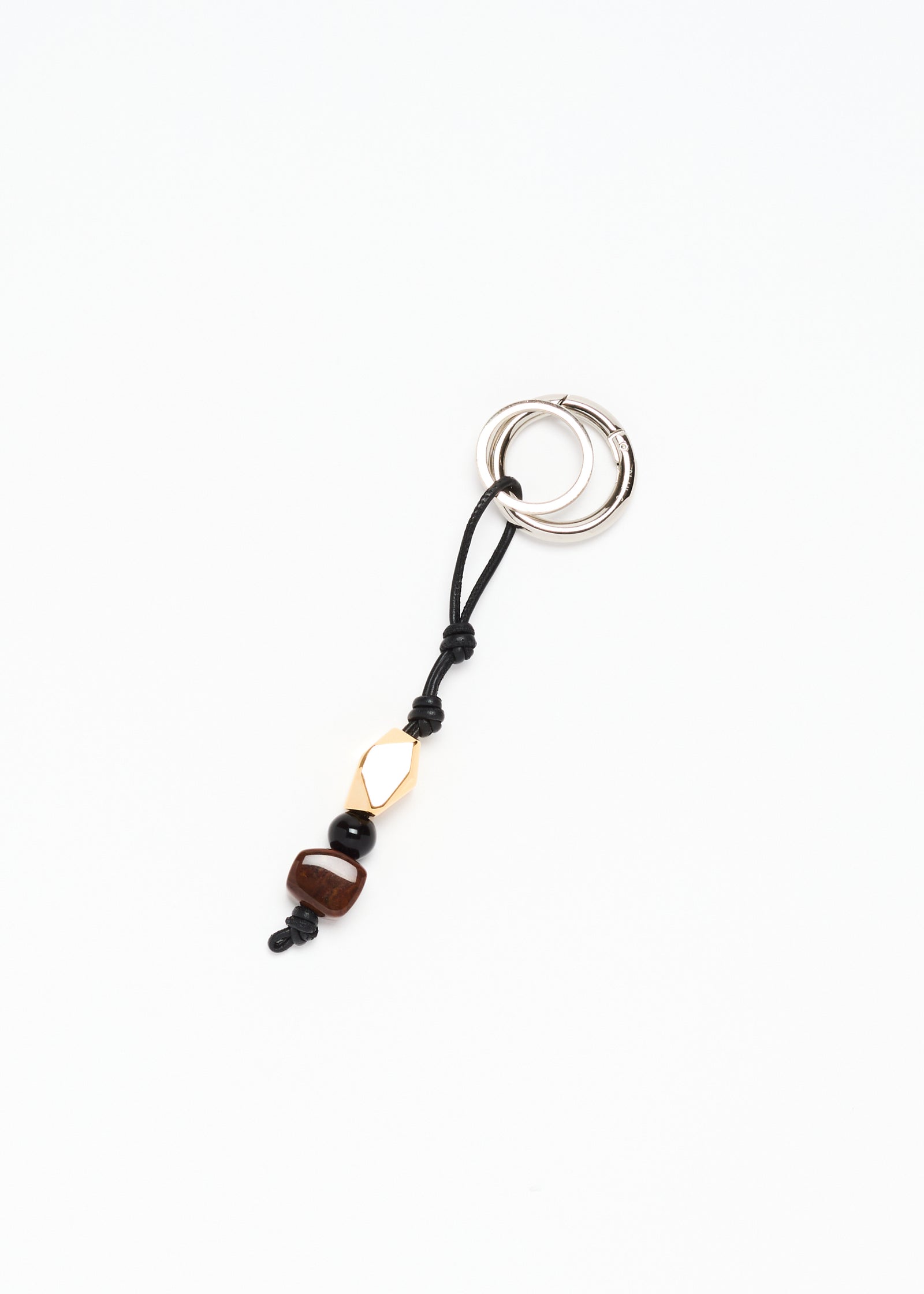 STONE AND LEATHER CHARM KEY RING