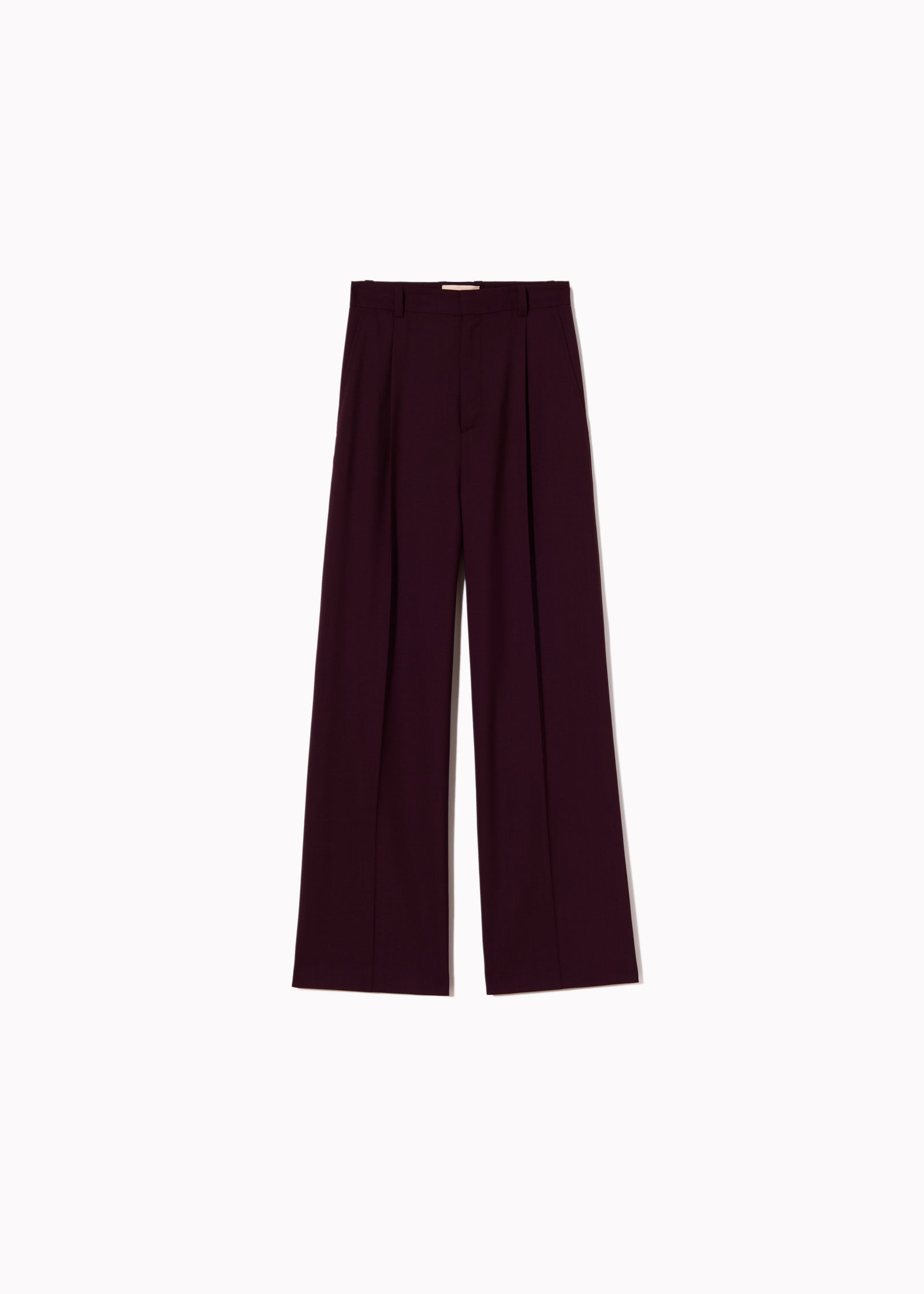 BURGUNDY WIDE LEG WOOL TROUSERS