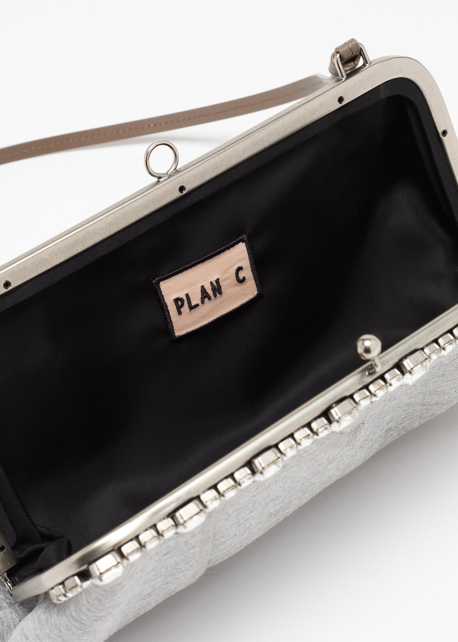 GRANITE FLEECE CLUTCH WITH CRYSTALS