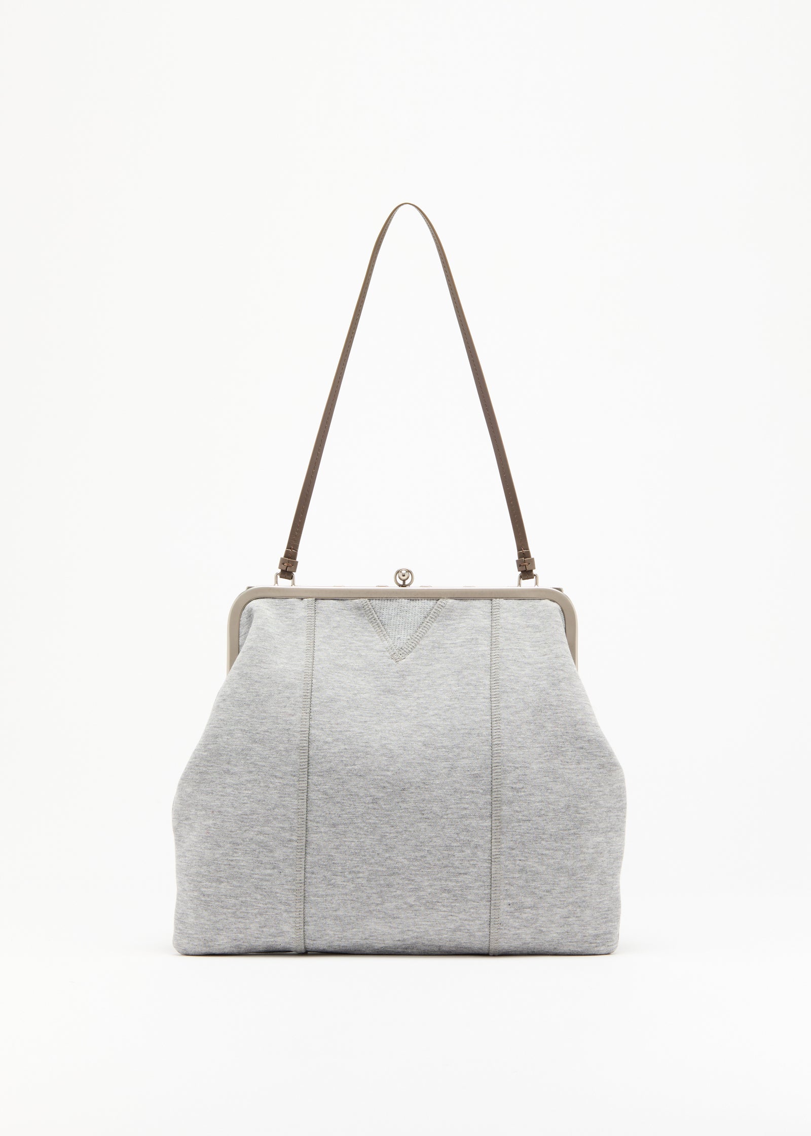 BORSA IN FELPA GRIGIA CON CRISTALLI