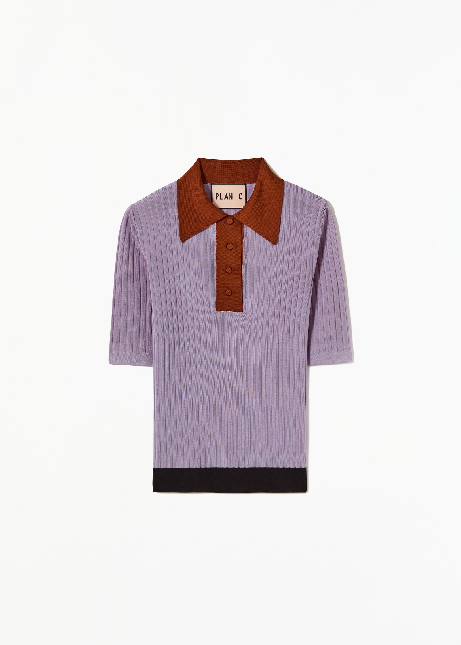 RIBBED KNIT SILK POLO