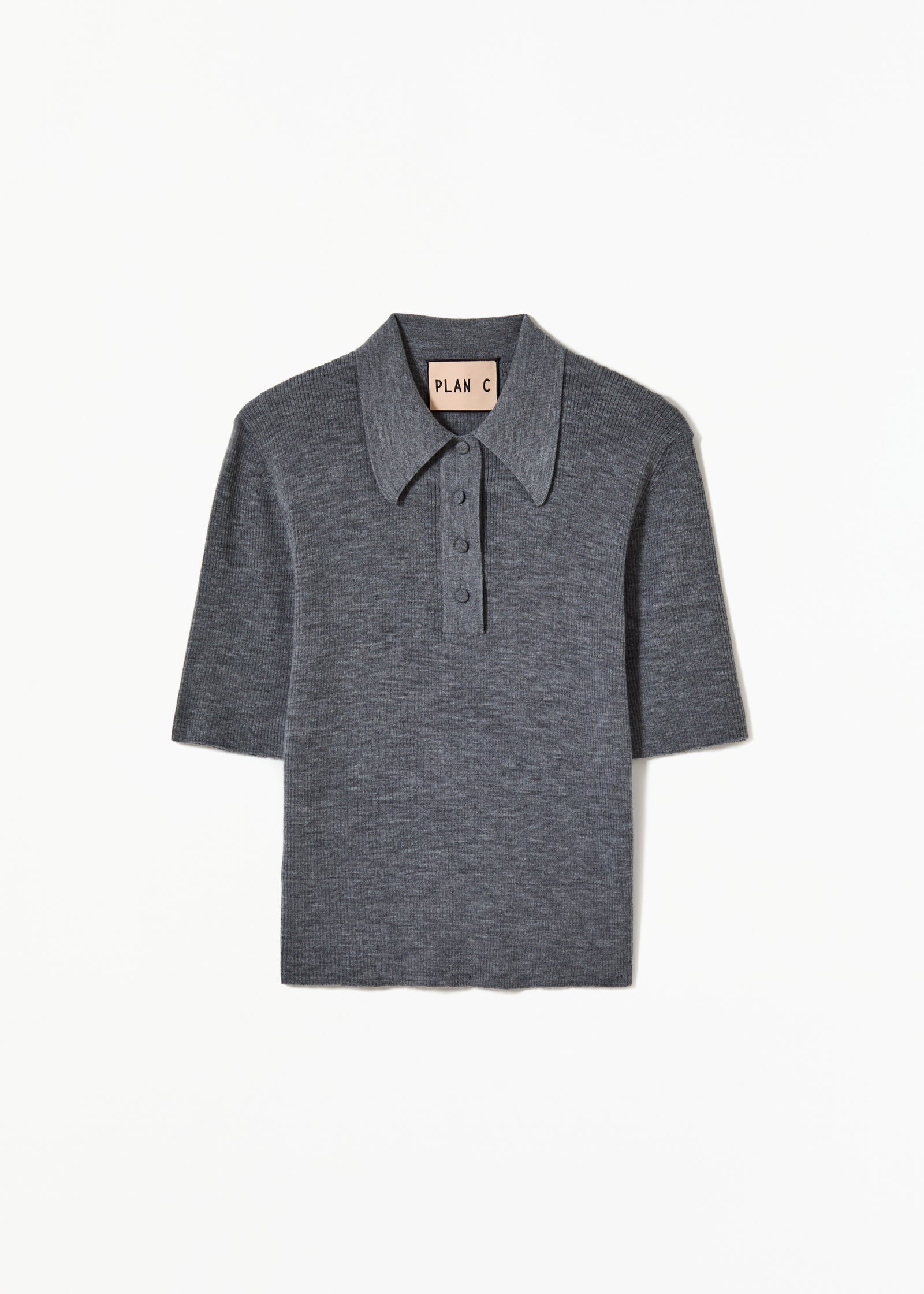POLO IN MERINO GRIGIO MELANGE