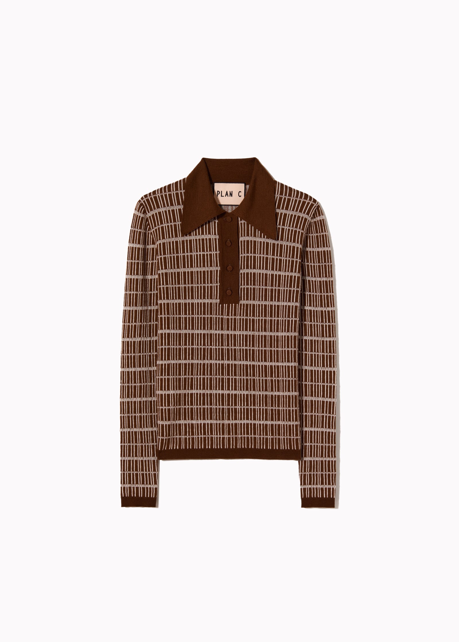 GEOMETRIC JACQUARD WOOL SILK POLO SHIRT
