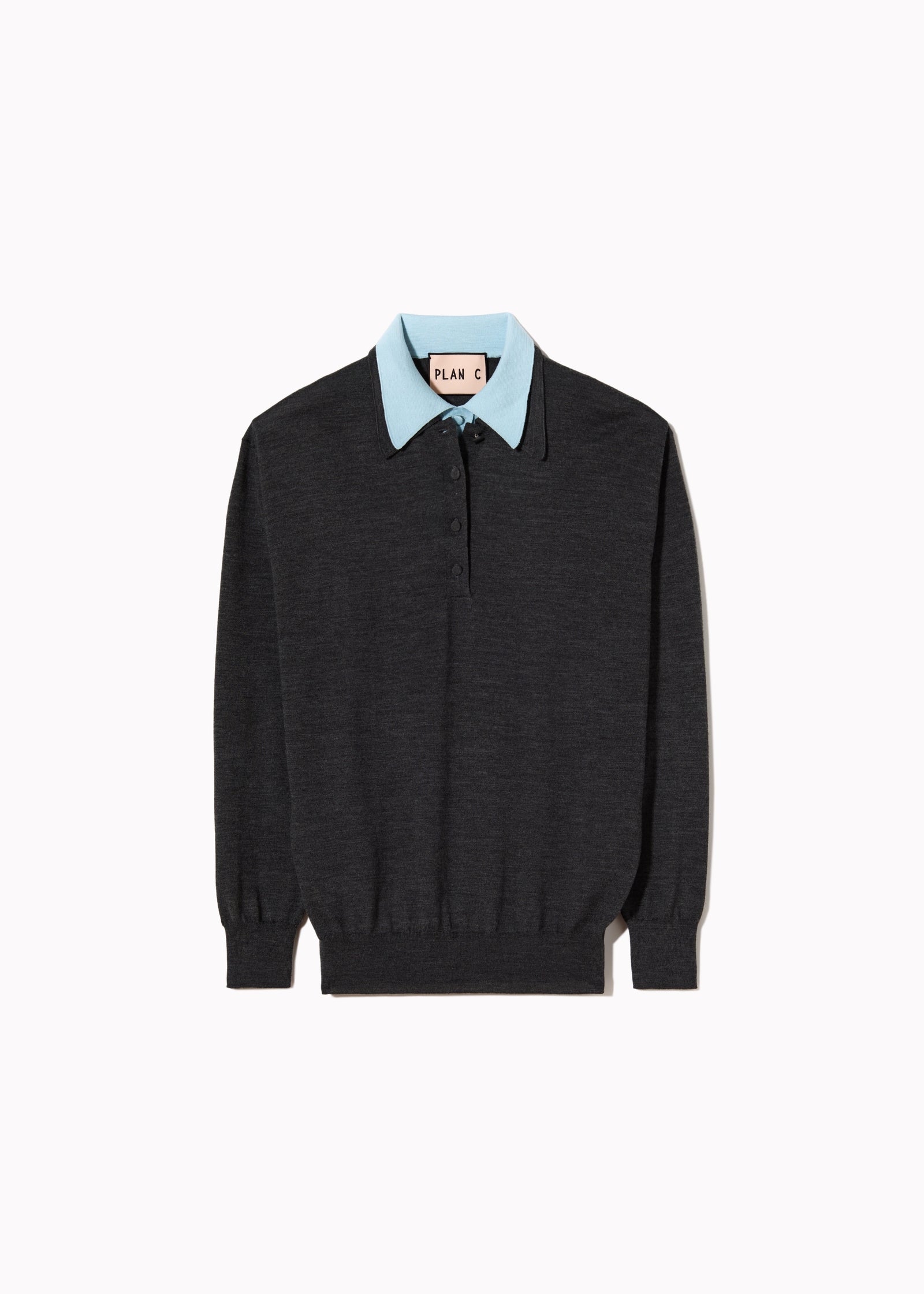 MAGLIONE POLO GRIGIO BLU A DOPPIO COLLETTO