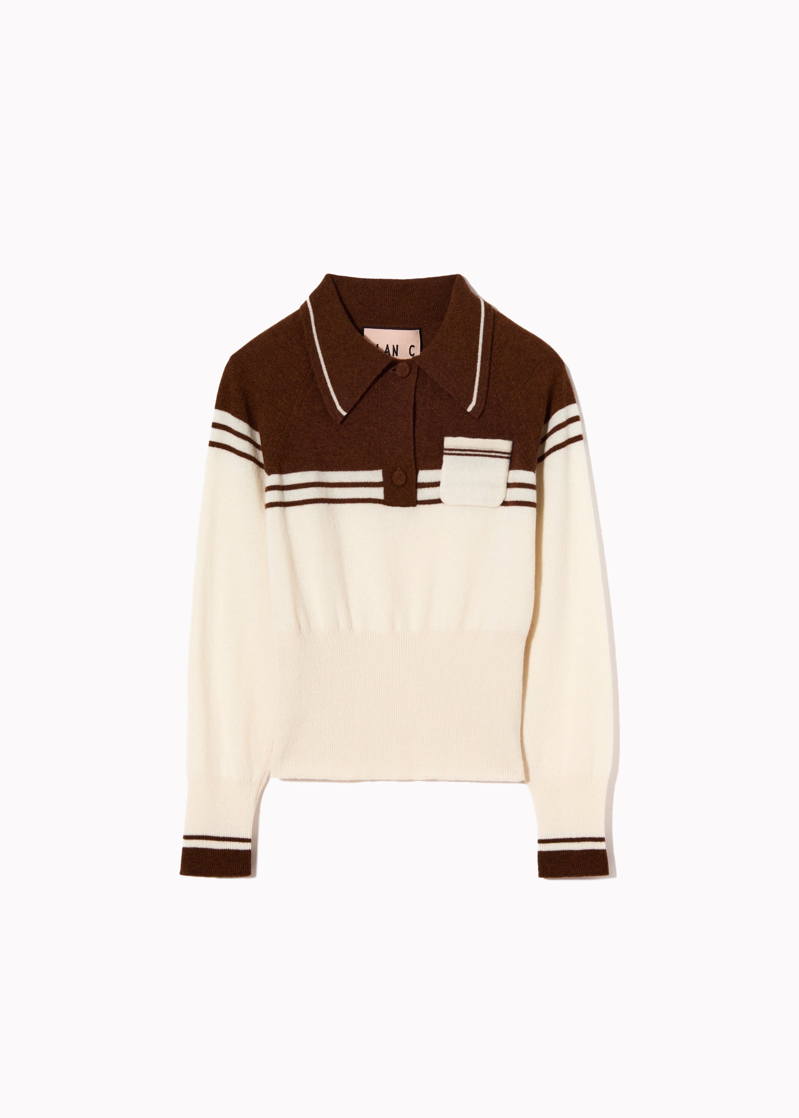POLO IN LANA E CASHMERE MARRONE E CREMA