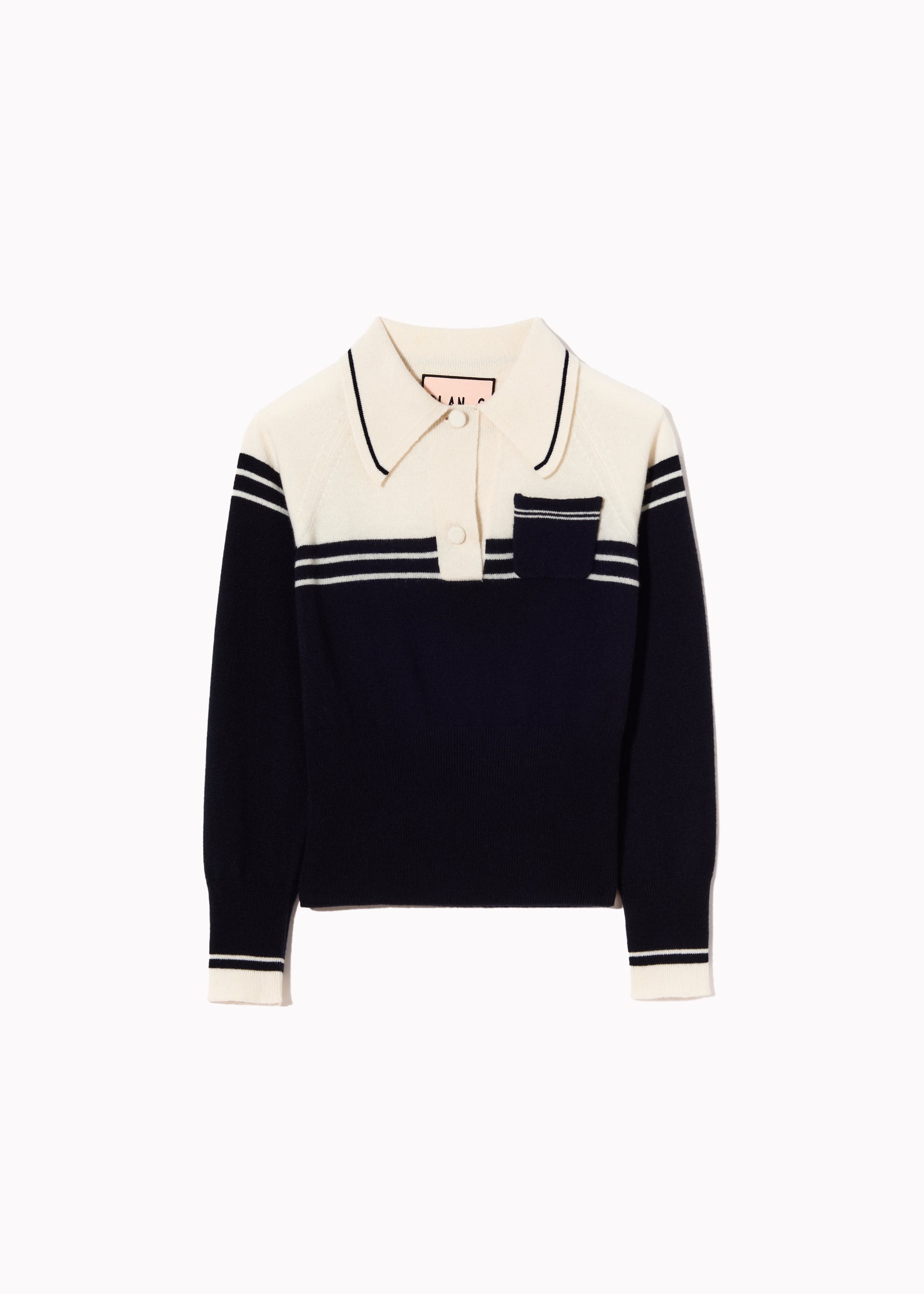 POLO BLU E CREMA IN LANA CASHMERE 