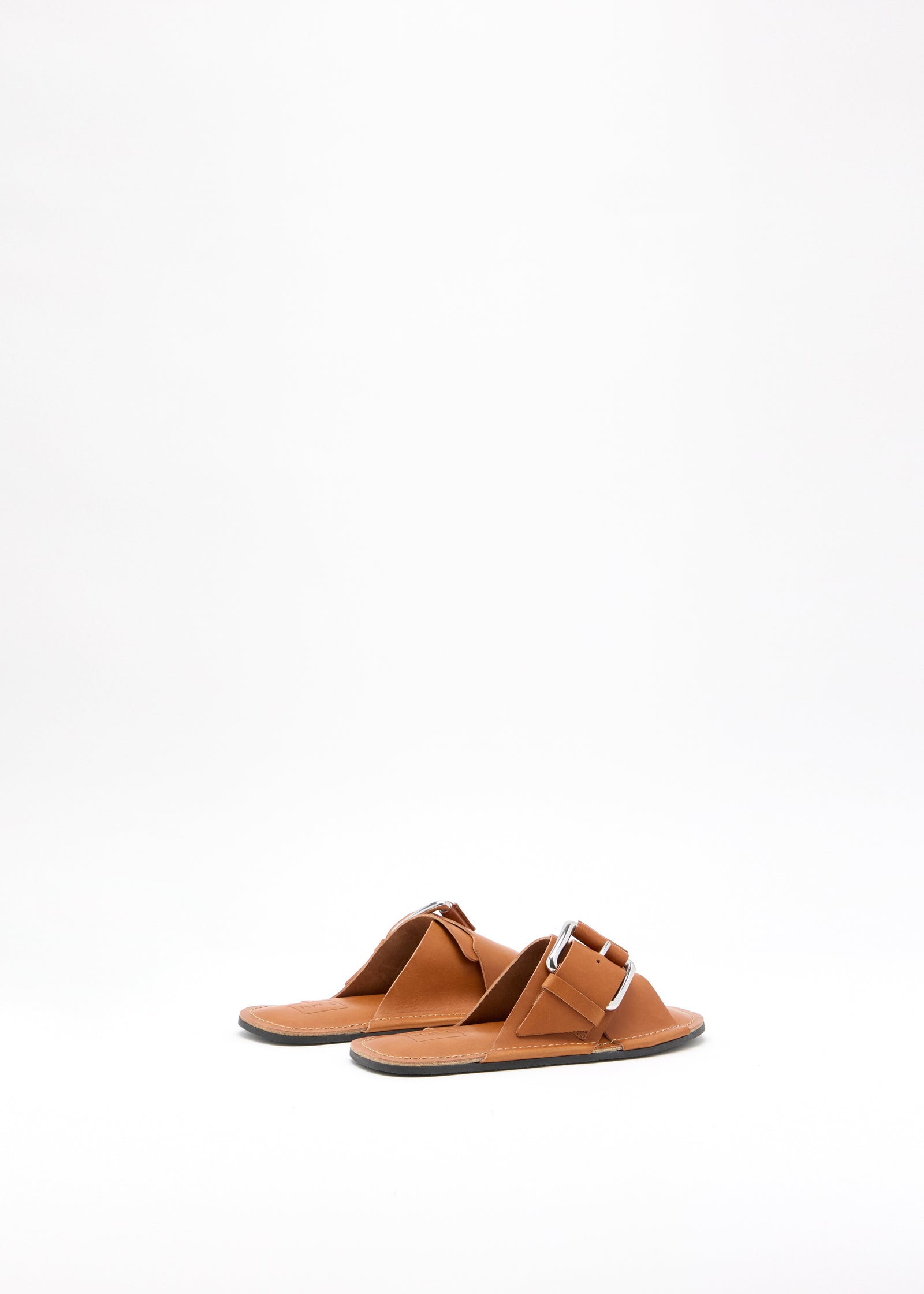 TOBACCO CROSS STRAP LEATHER SANDALS