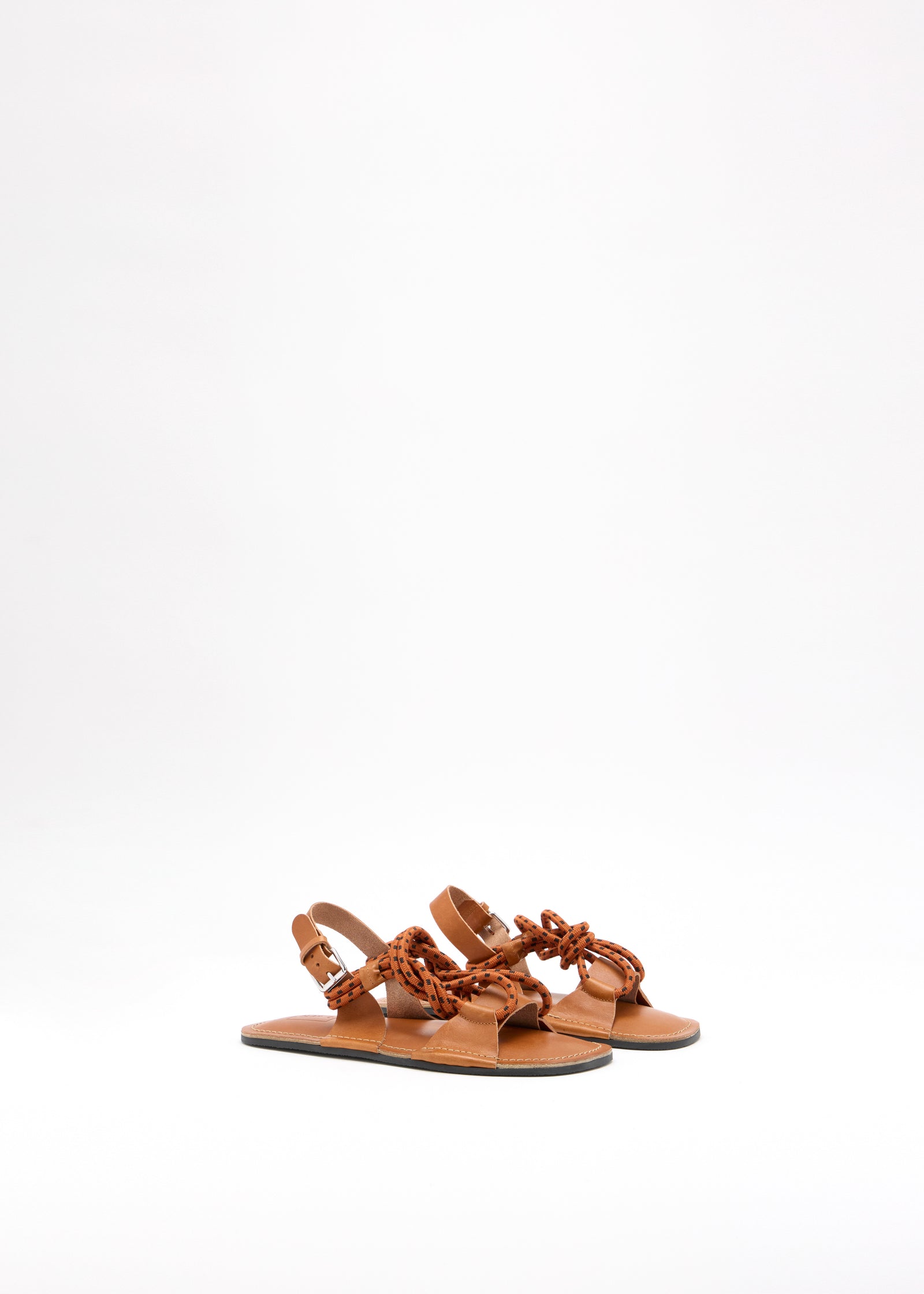 TOBACCO AND BLACK LEATHER SANDALS