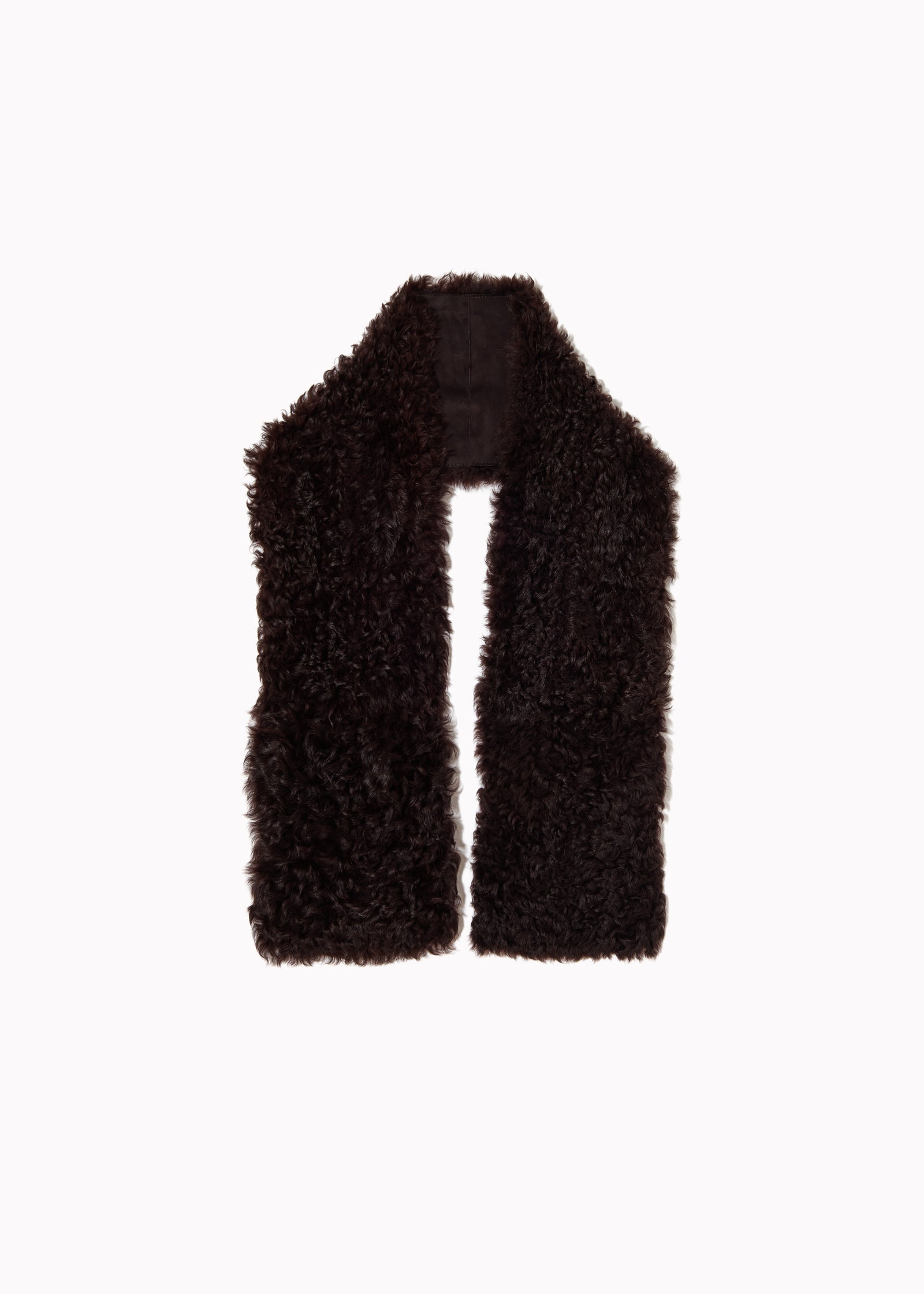 CURLY SHEARLING CHESTNUT SCARF