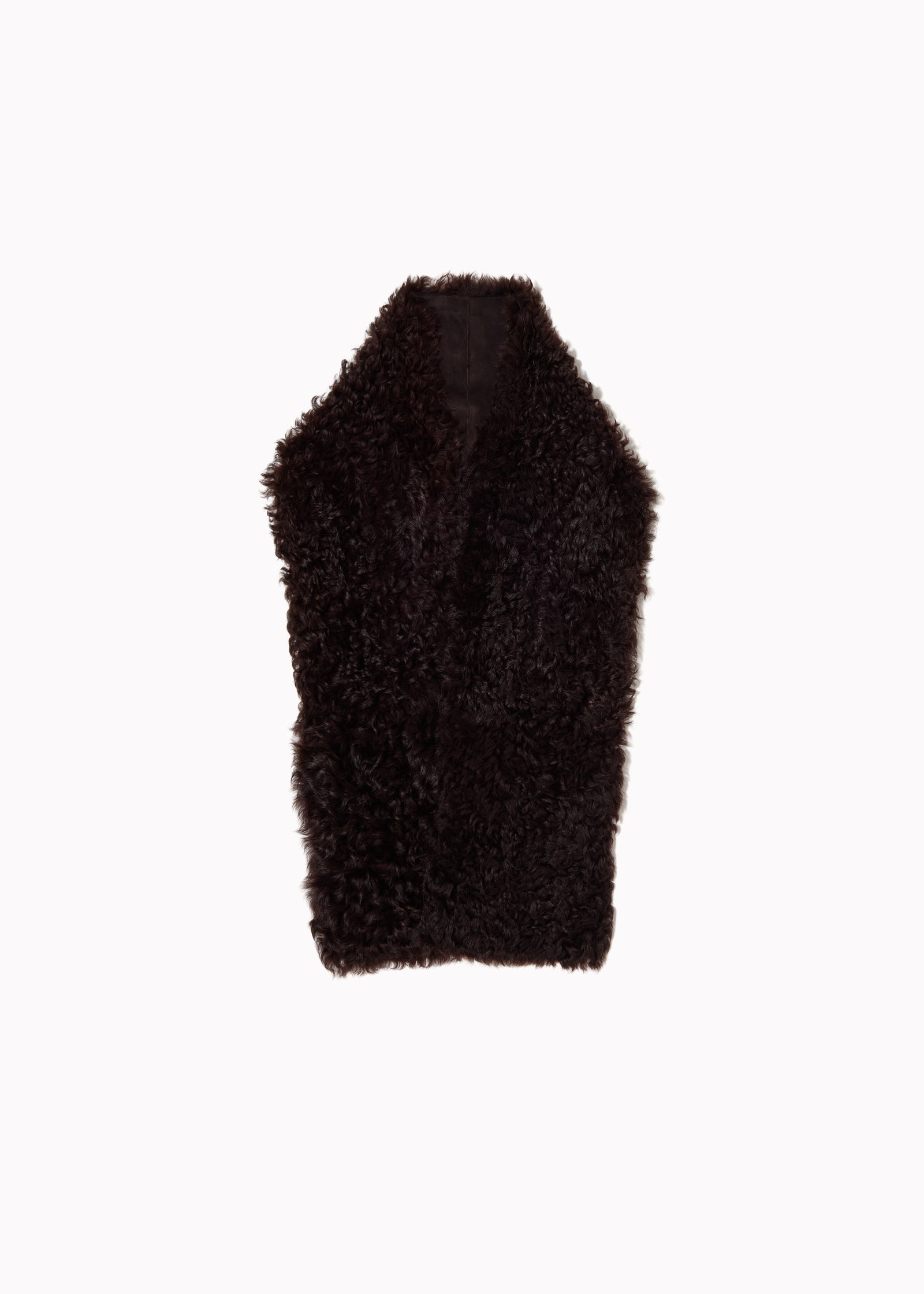 CURLY SHEARLING CHESTNUT SCARF