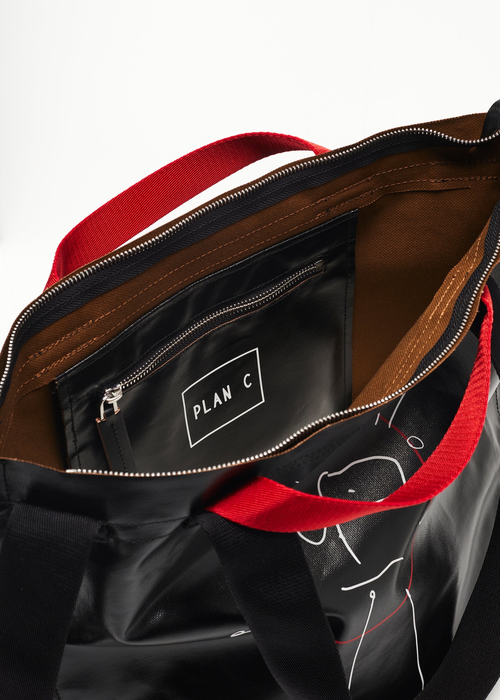 "PILI AND BIANCA" BLACK MEDIUM TOTE BAG