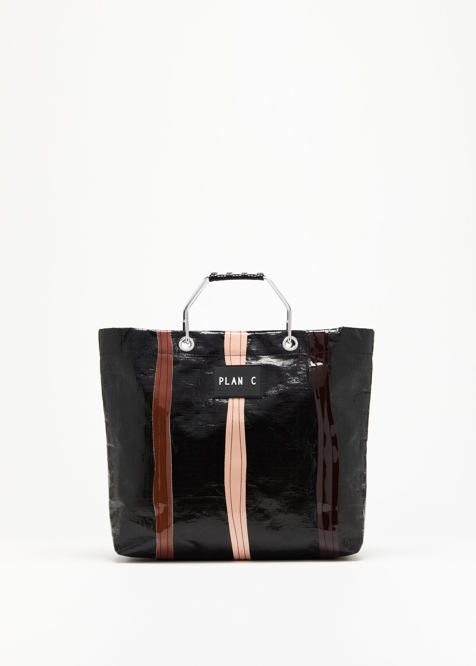 DARK BROWN STRIPED BEACH BAG