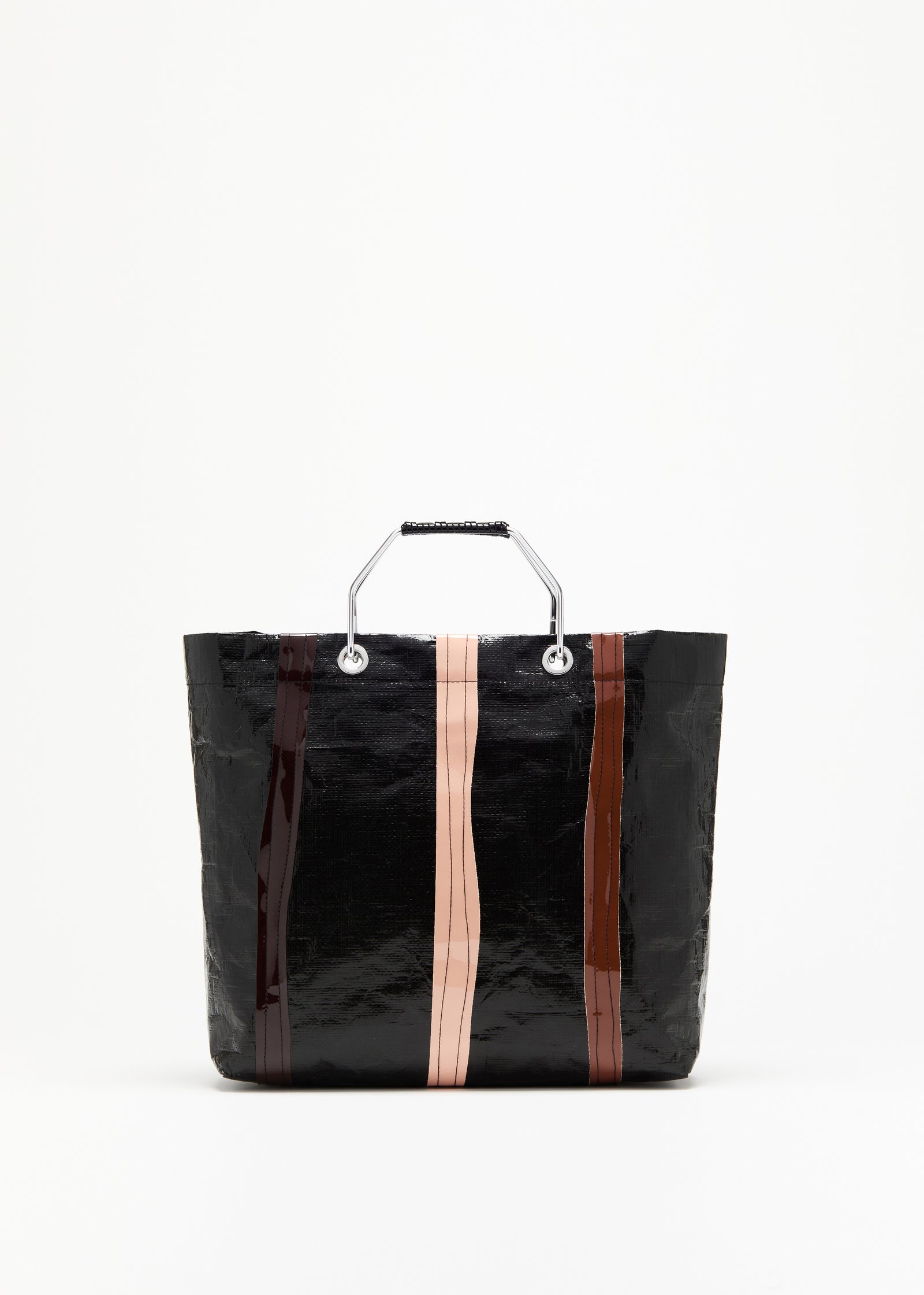 DARK BROWN STRIPED BEACH BAG