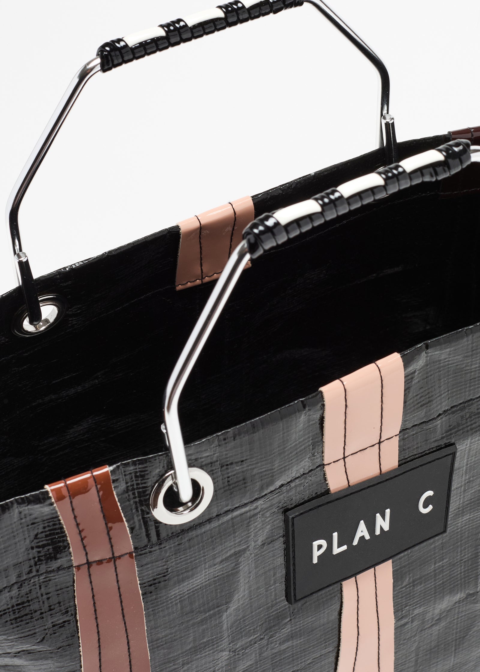 DARK BROWN STRIPED BEACH BAG