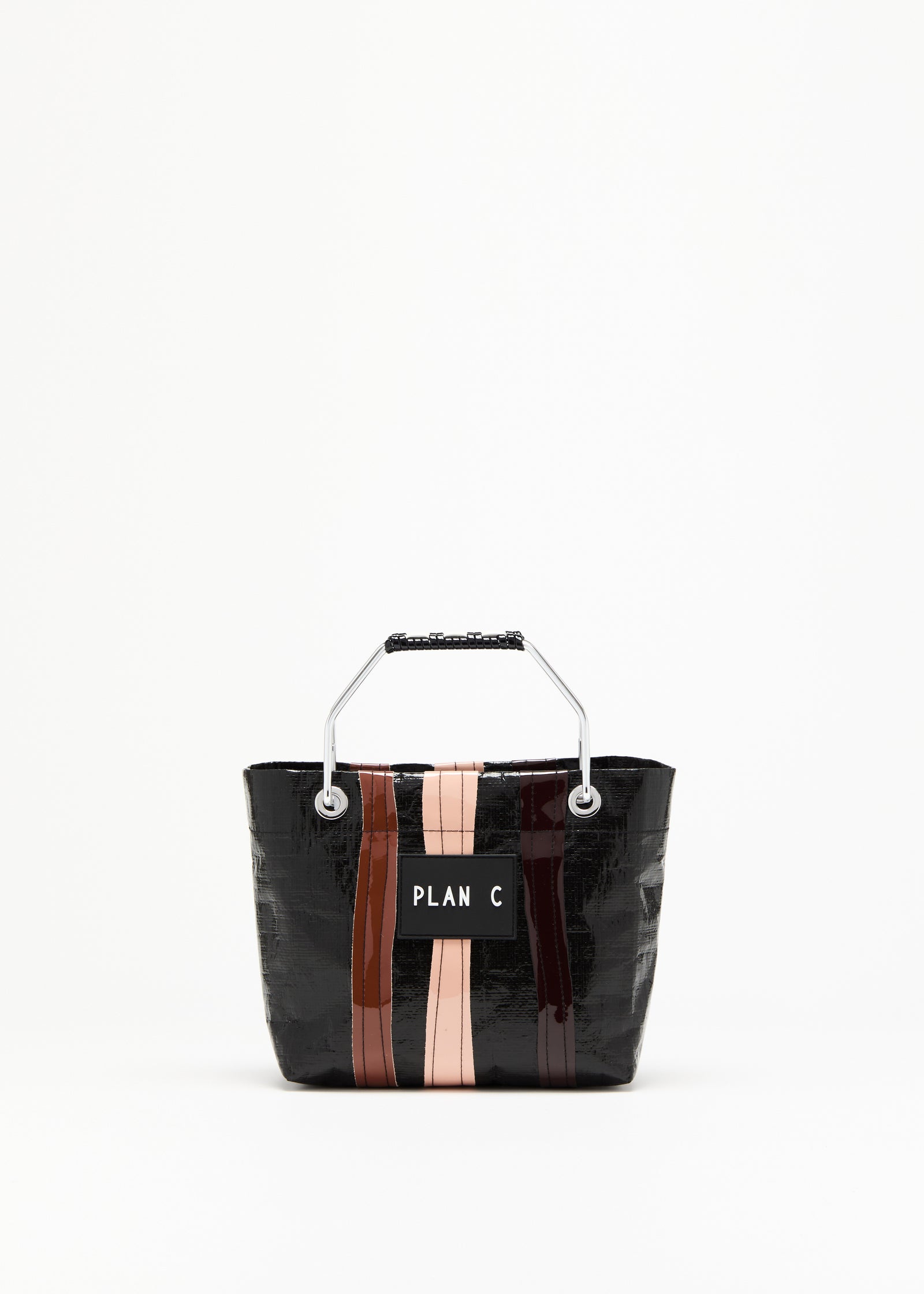 DARK BROWN STRIPED MINI BEACH BAG