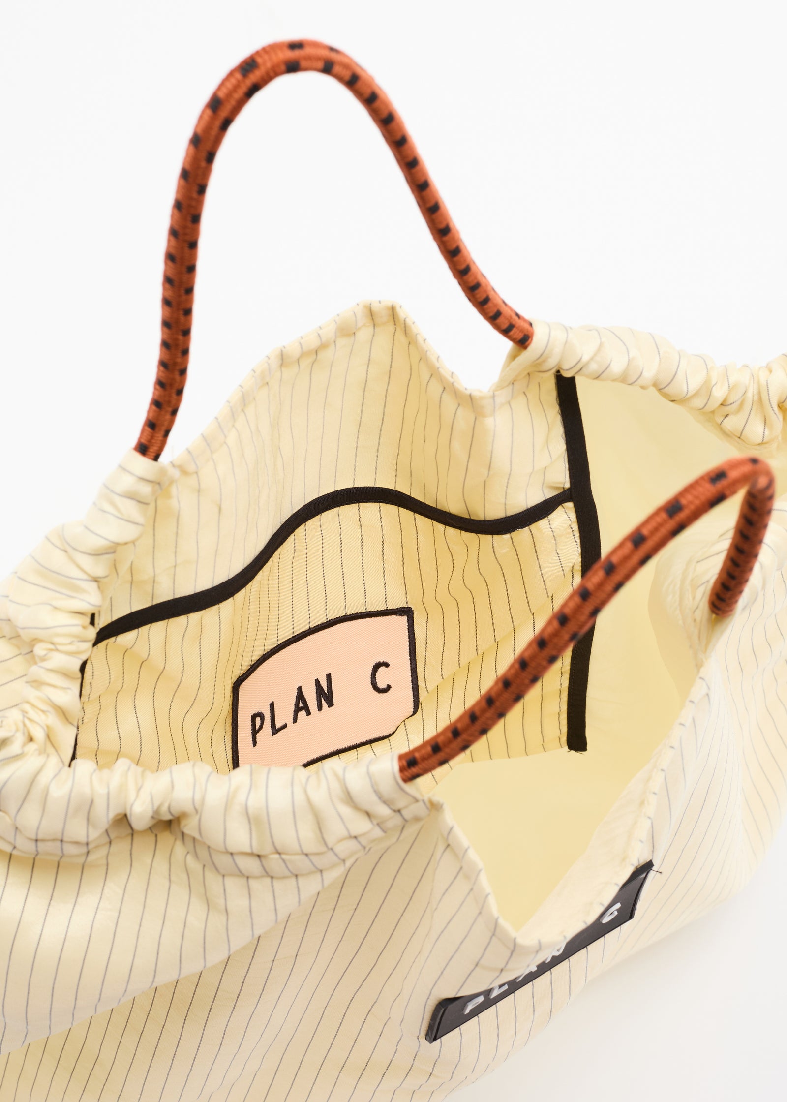 YELLOW TOTE WITH STRIPES