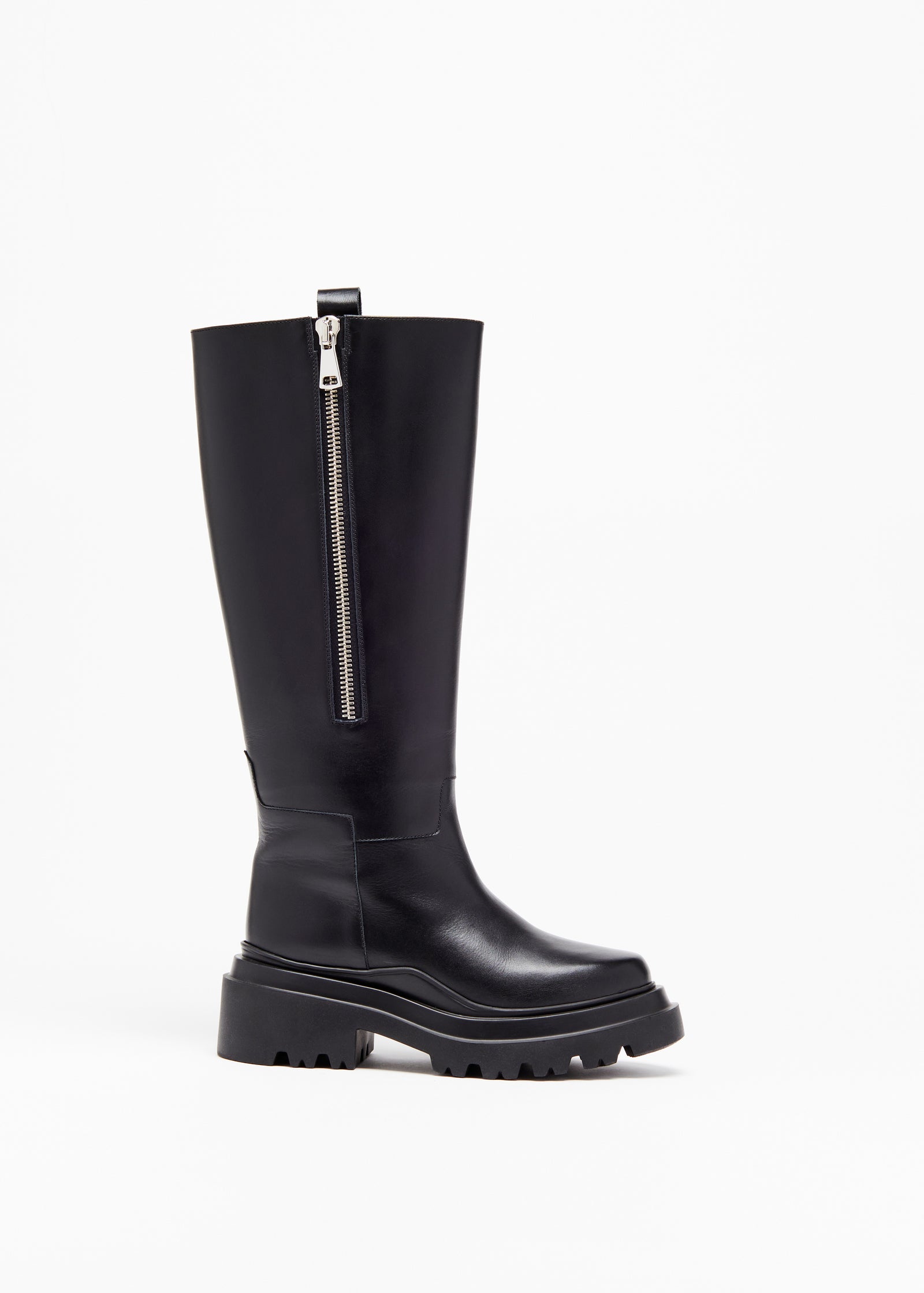 BLACK CHUNKY SOLE LEATHER BOOTS