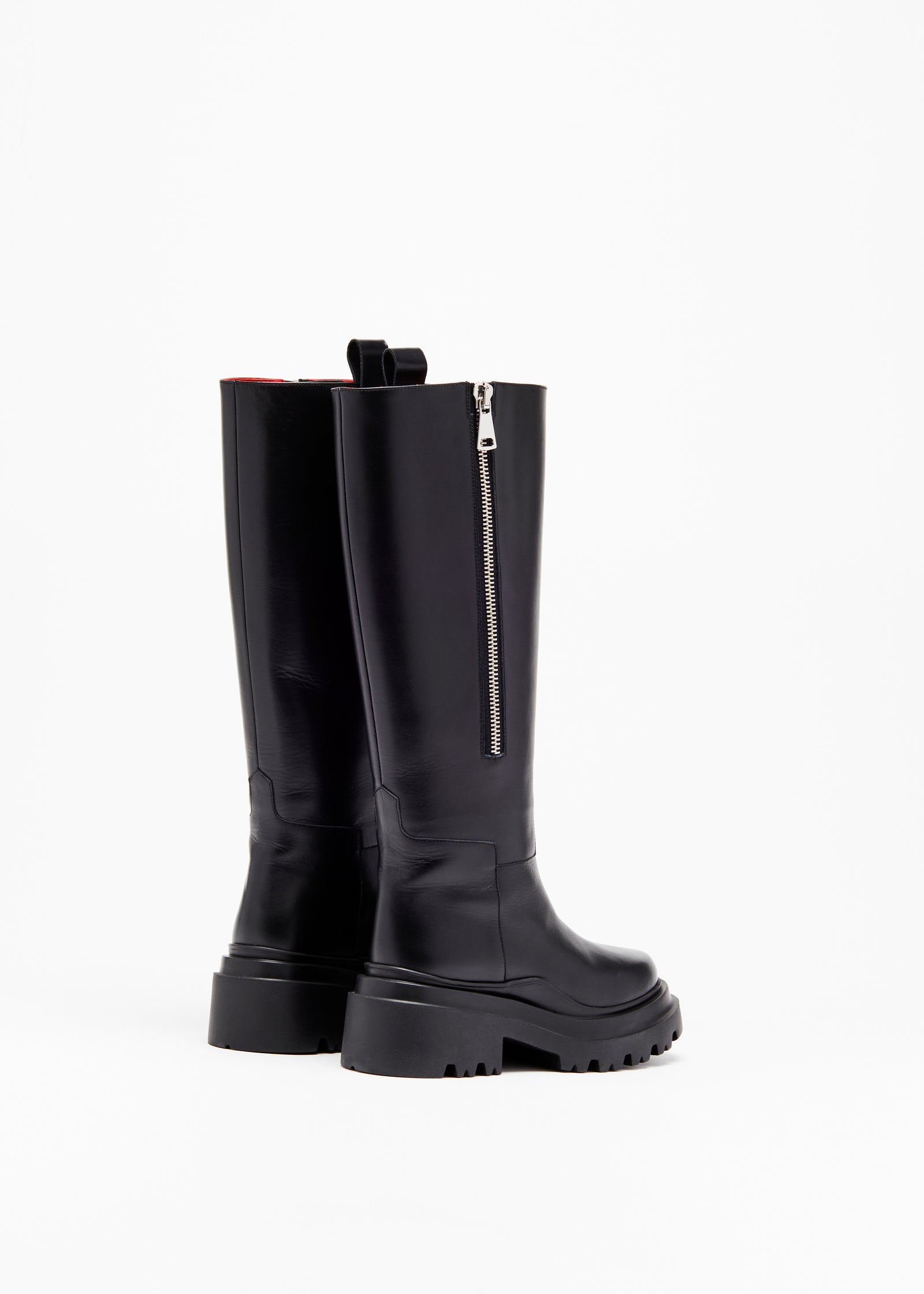 BLACK CHUNKY SOLE LEATHER BOOTS