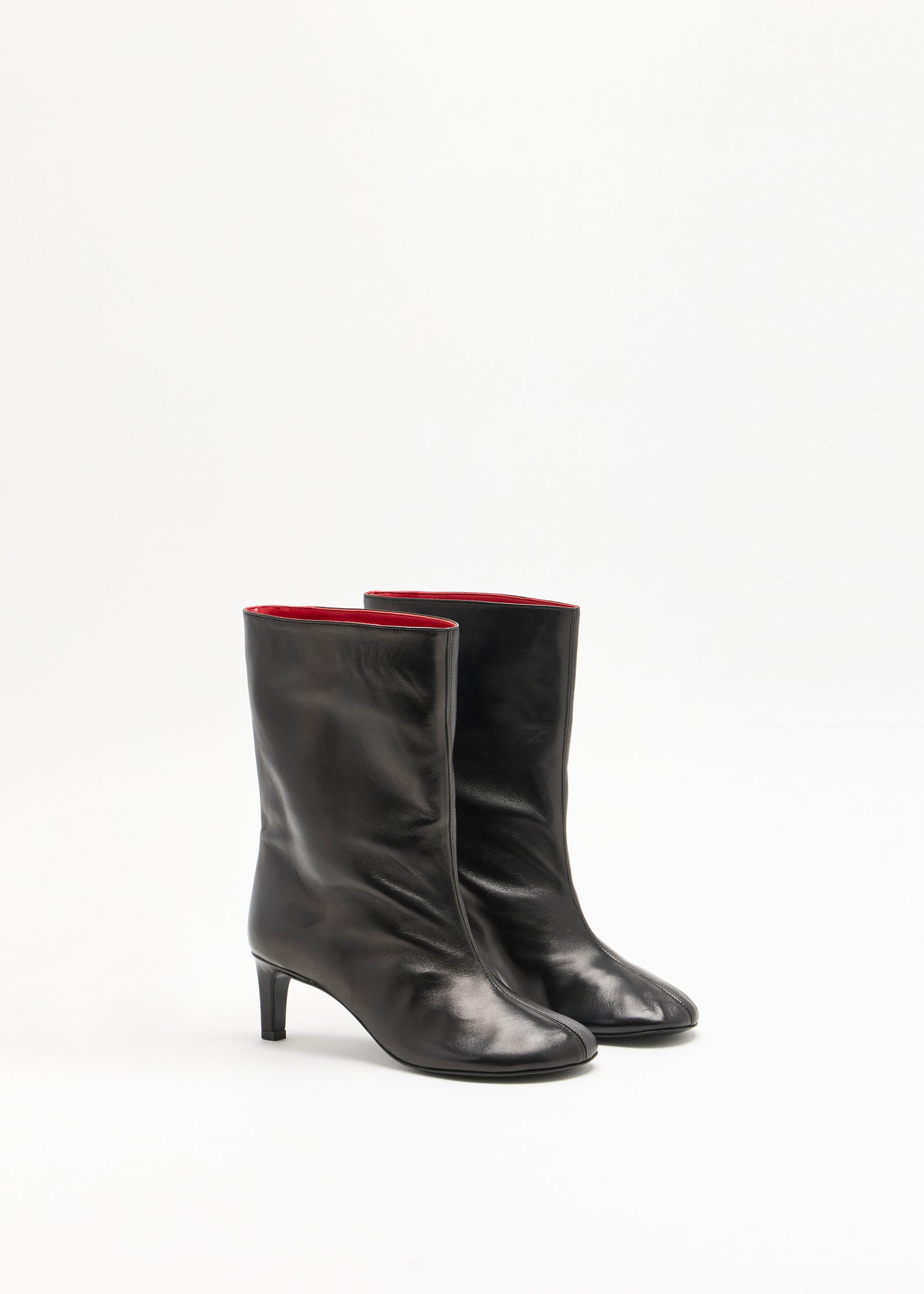 BLACK MID-HEEL BOOTS