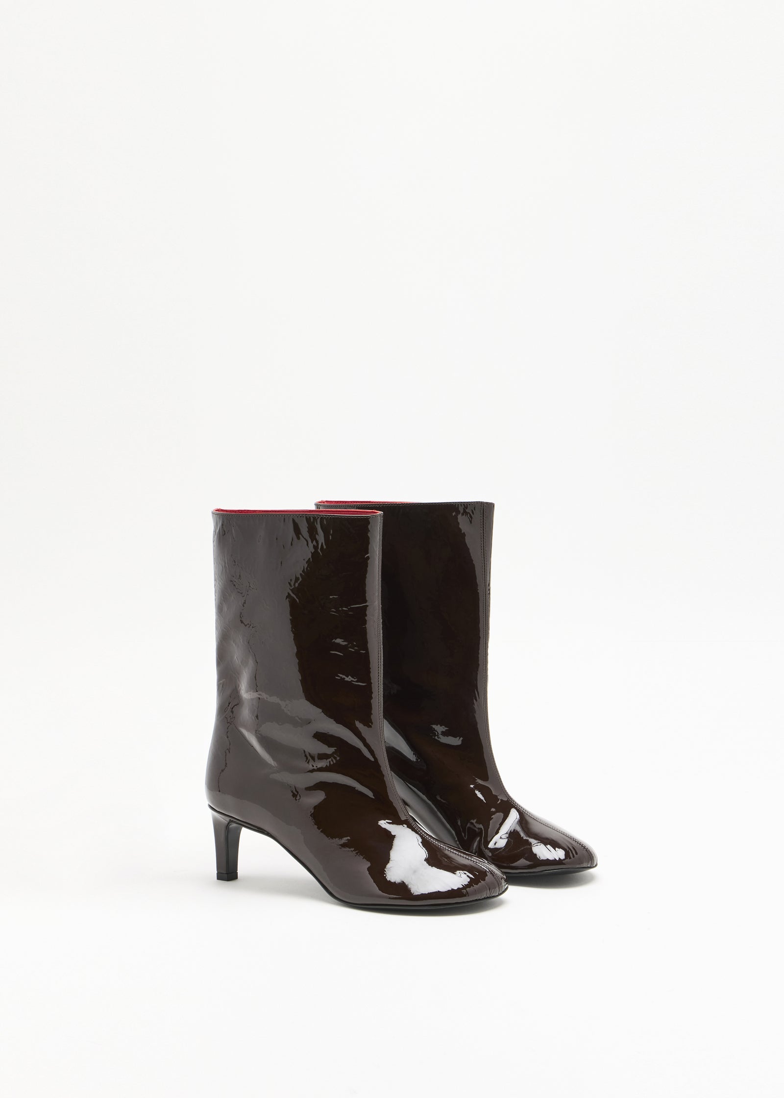 CHOCOLATE MID-HEEL BOOTS