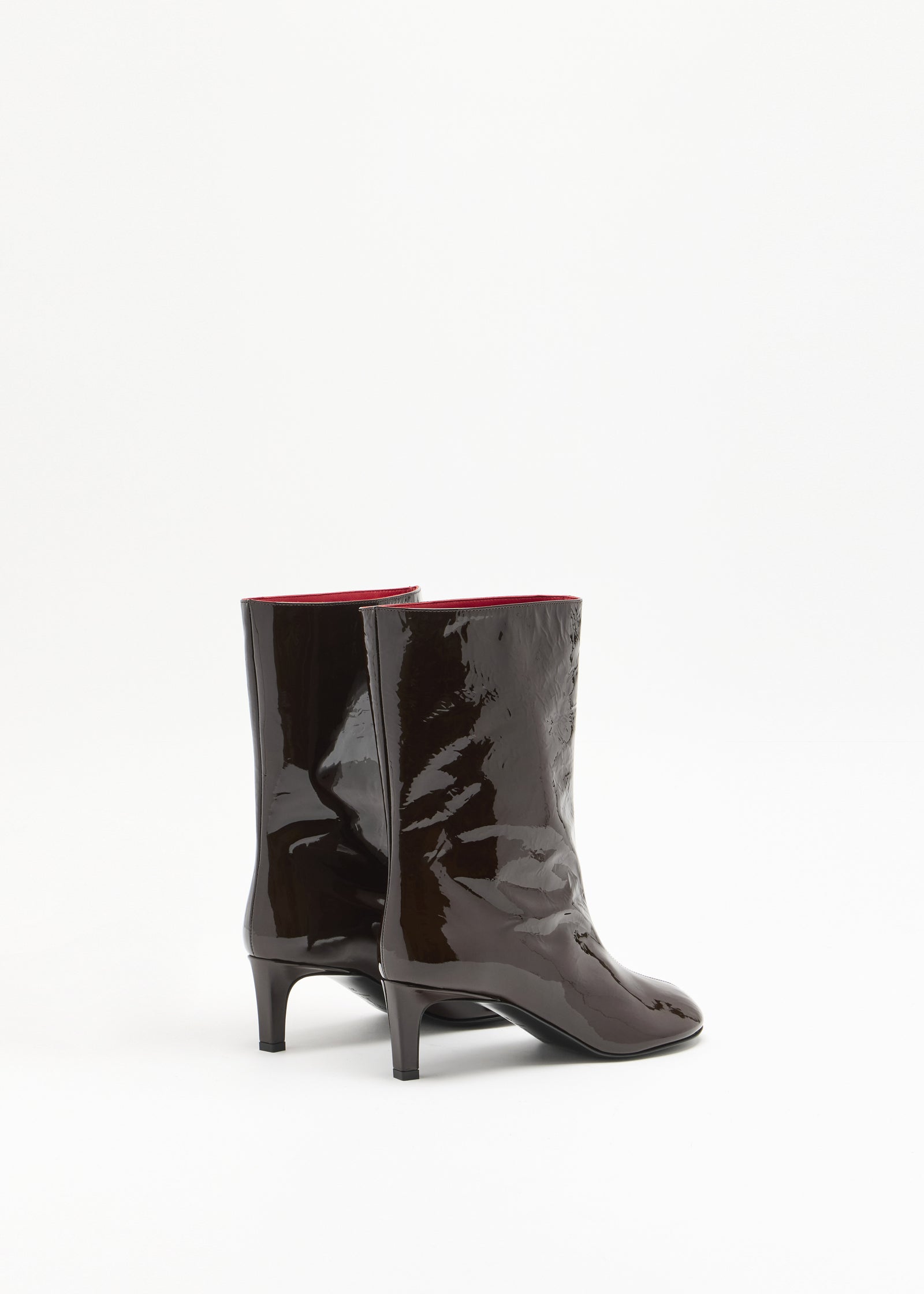 CHOCOLATE MID-HEEL BOOTS