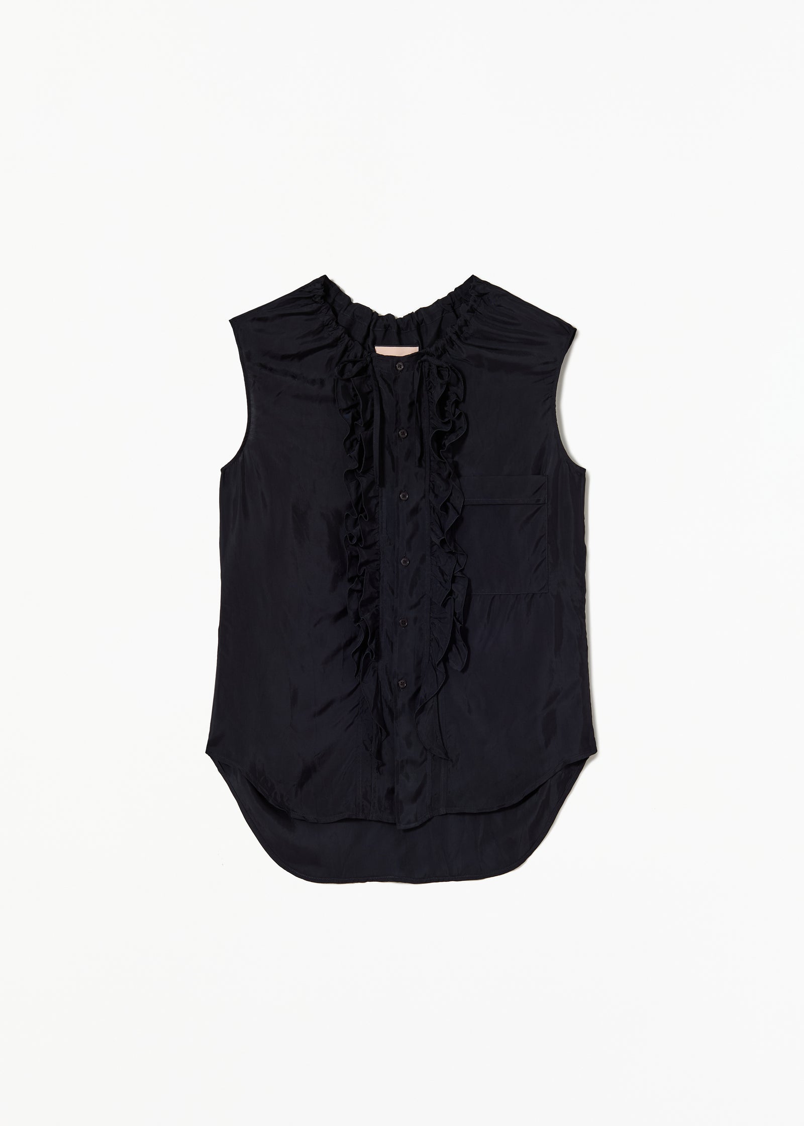 RUFFLED SLEEVELESS TOP
