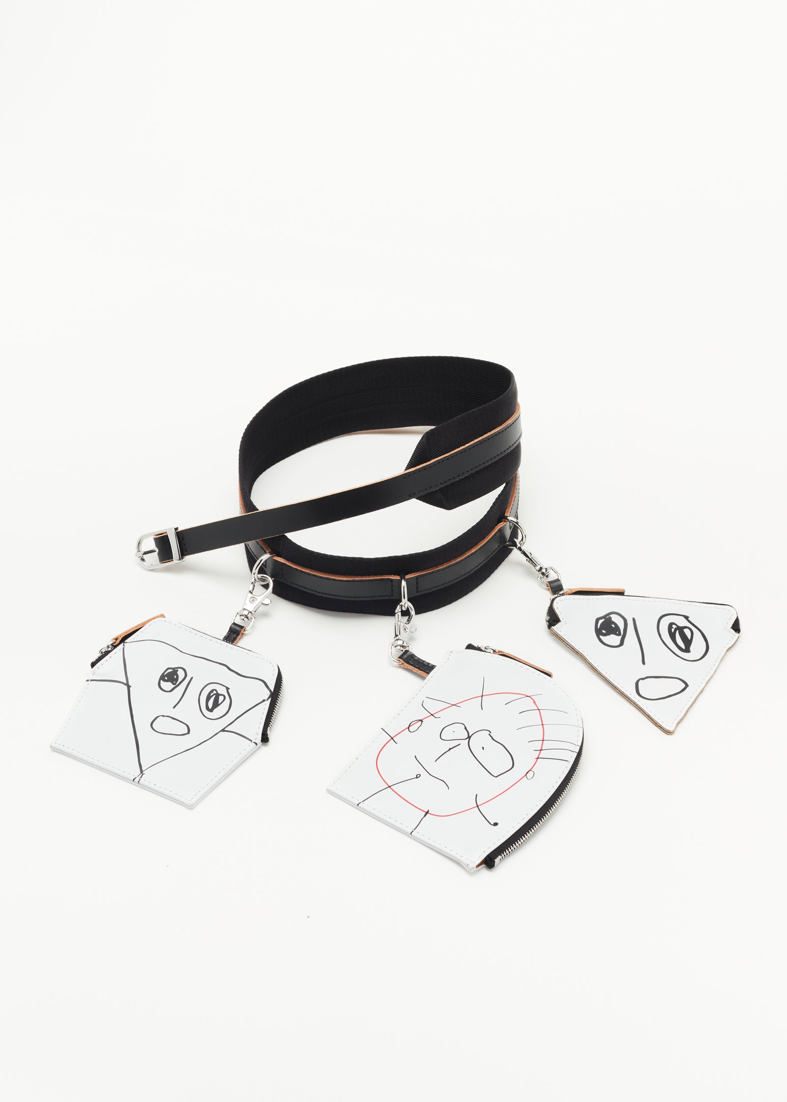 "PILI AND BIANCA" WHITE LEATHER CROSSBODY BELT WITH WALLETS