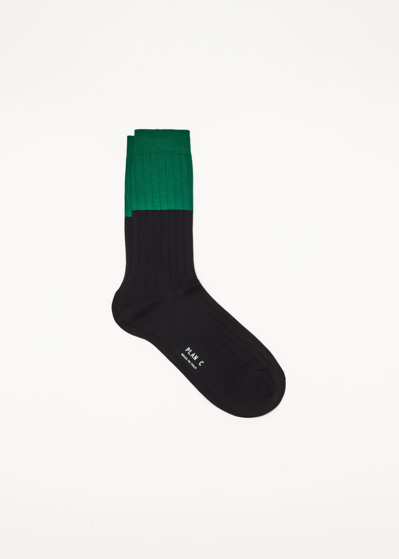 COLOR BLOCK SOCKS GREEN AND BLACK